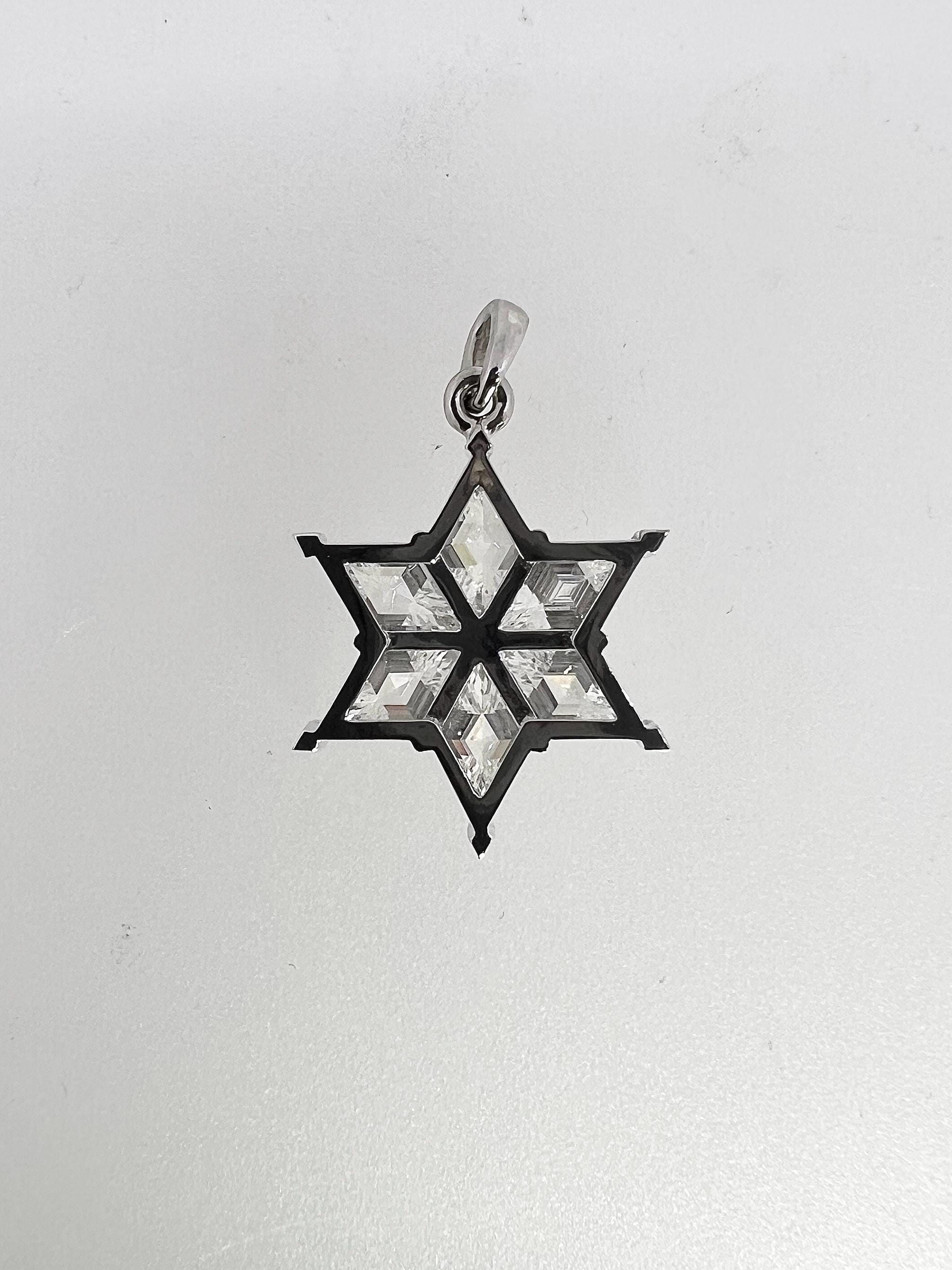 14K White Gold Star of David Pendant Necklace with 1.6 Carat Lab Grown Diamonds