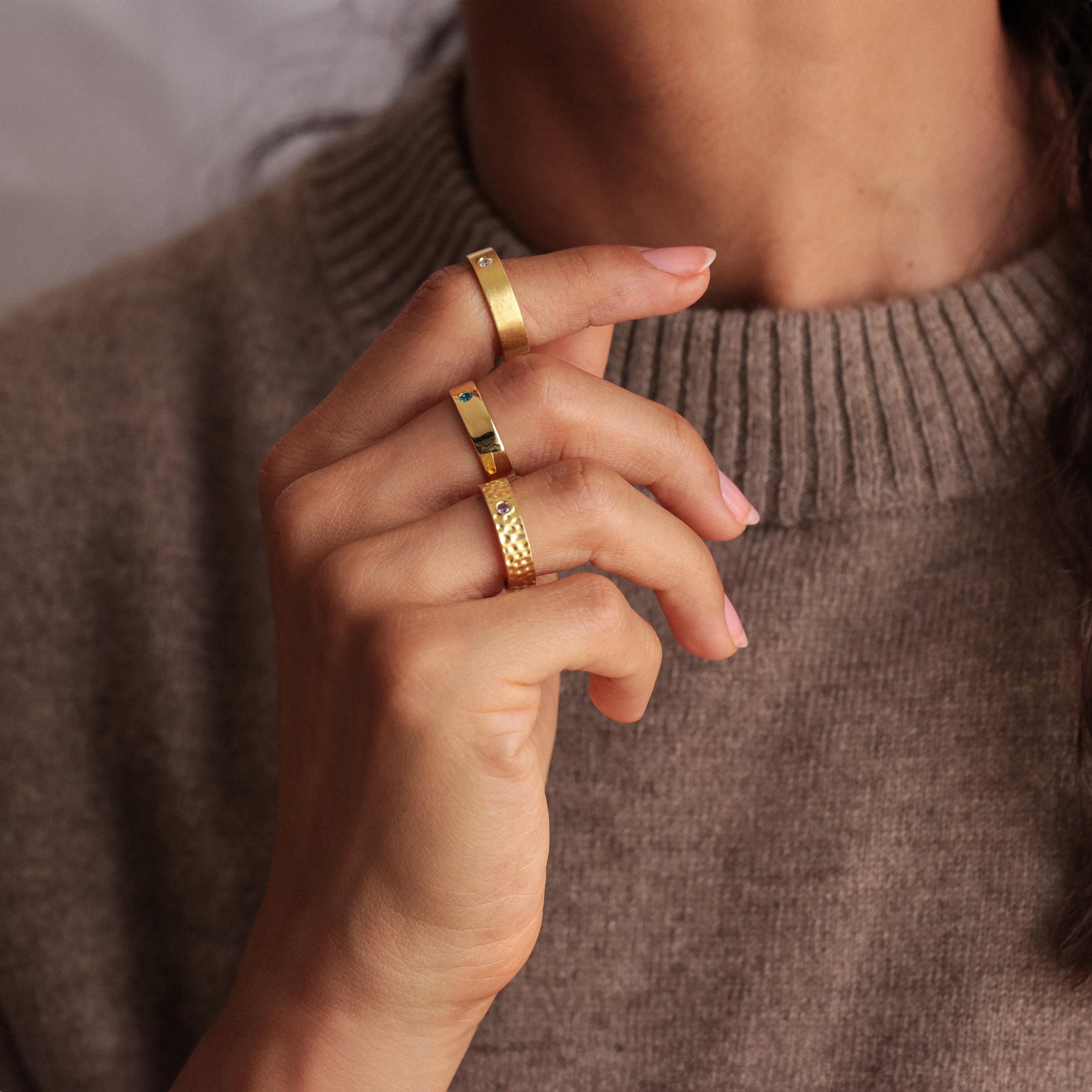 Personalized 5mm Flat Band Ring with Birthstone