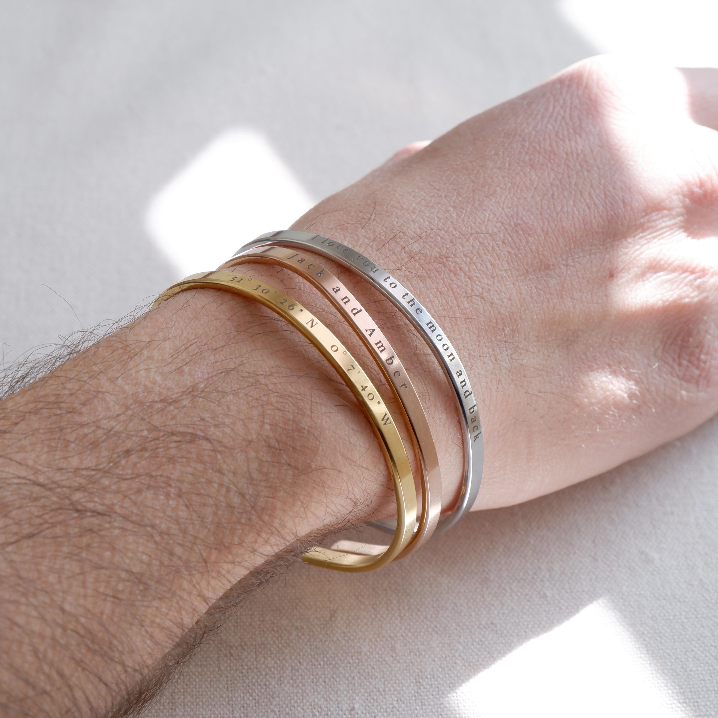 Unisex Engraved Cuff Bracelet with Custom Message
