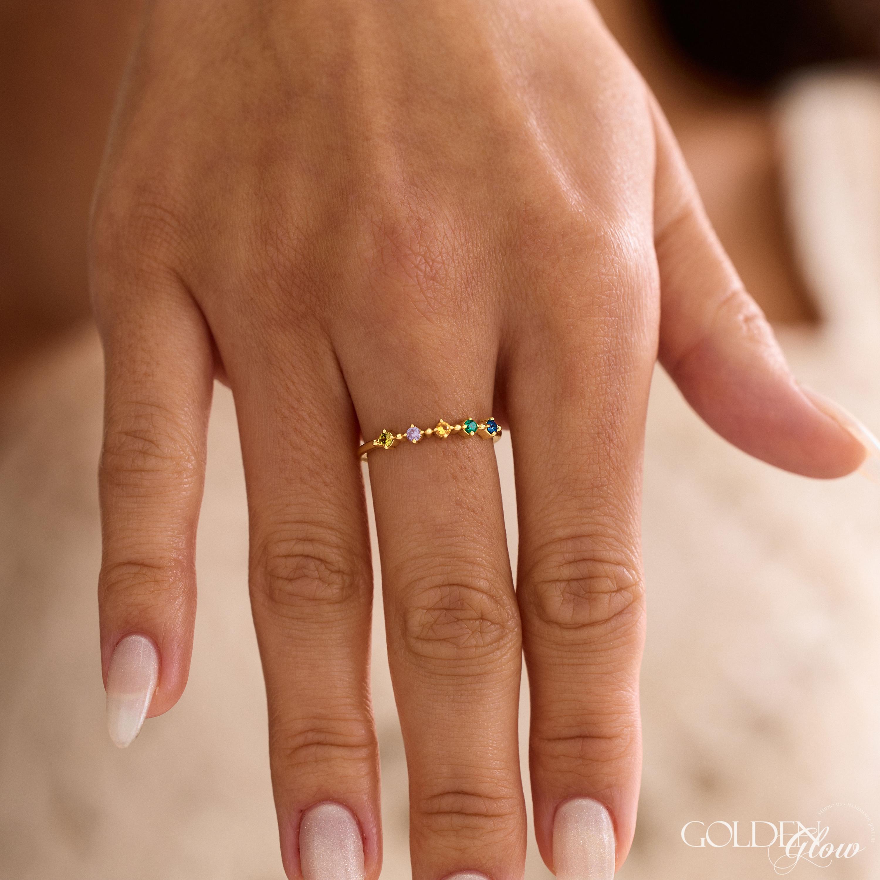 Custom Family Birthstone Eternity Ring, 1 to 6 Stones