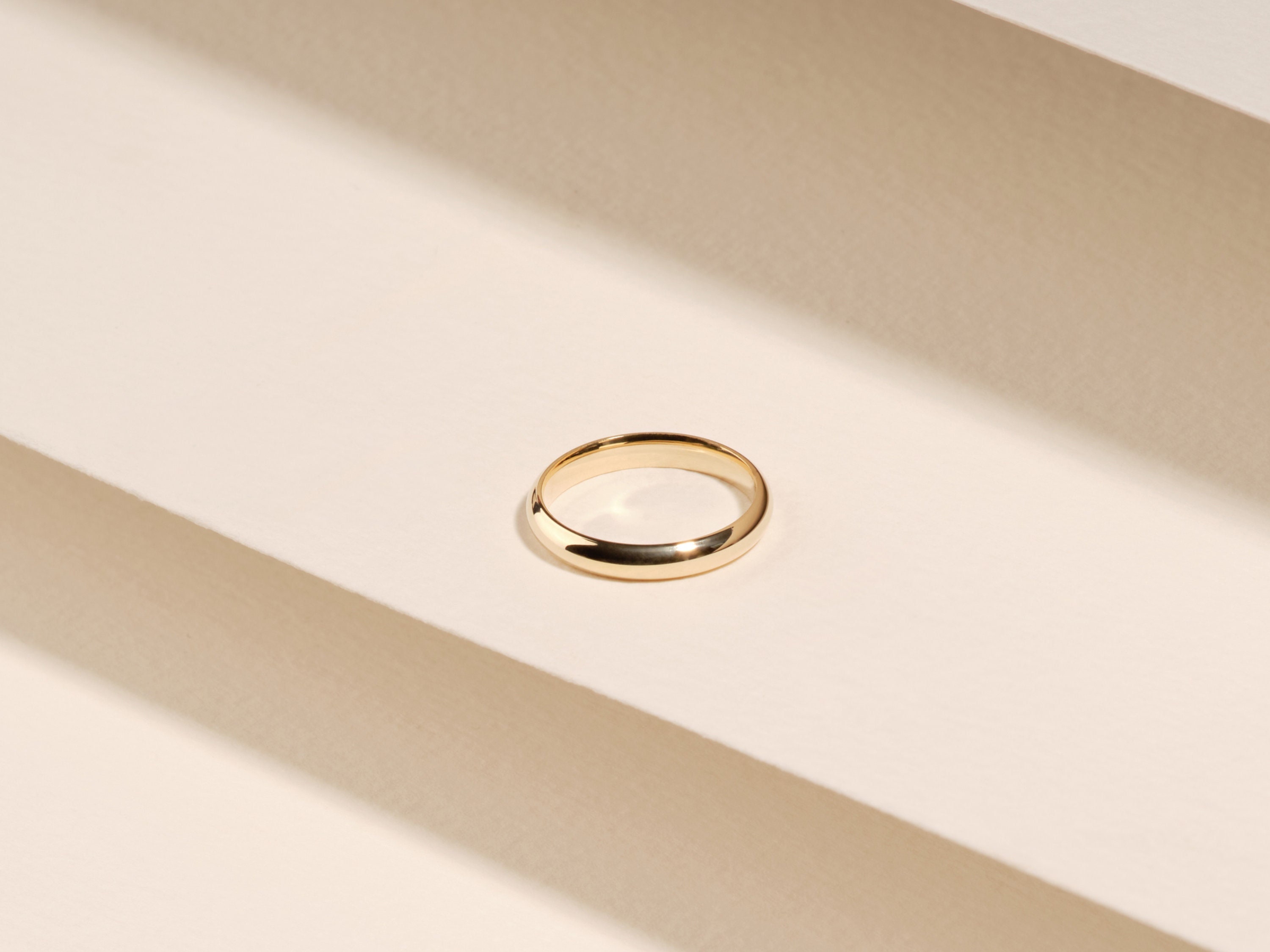 3mm Solid Gold Dome Wedding Band