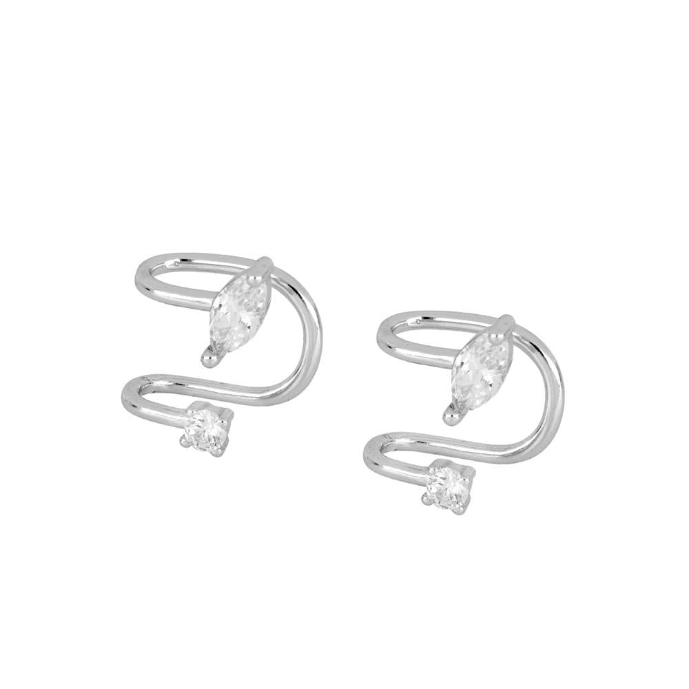 Dainty Marquise and Round CZ Double Band Ear Cuff Earrings