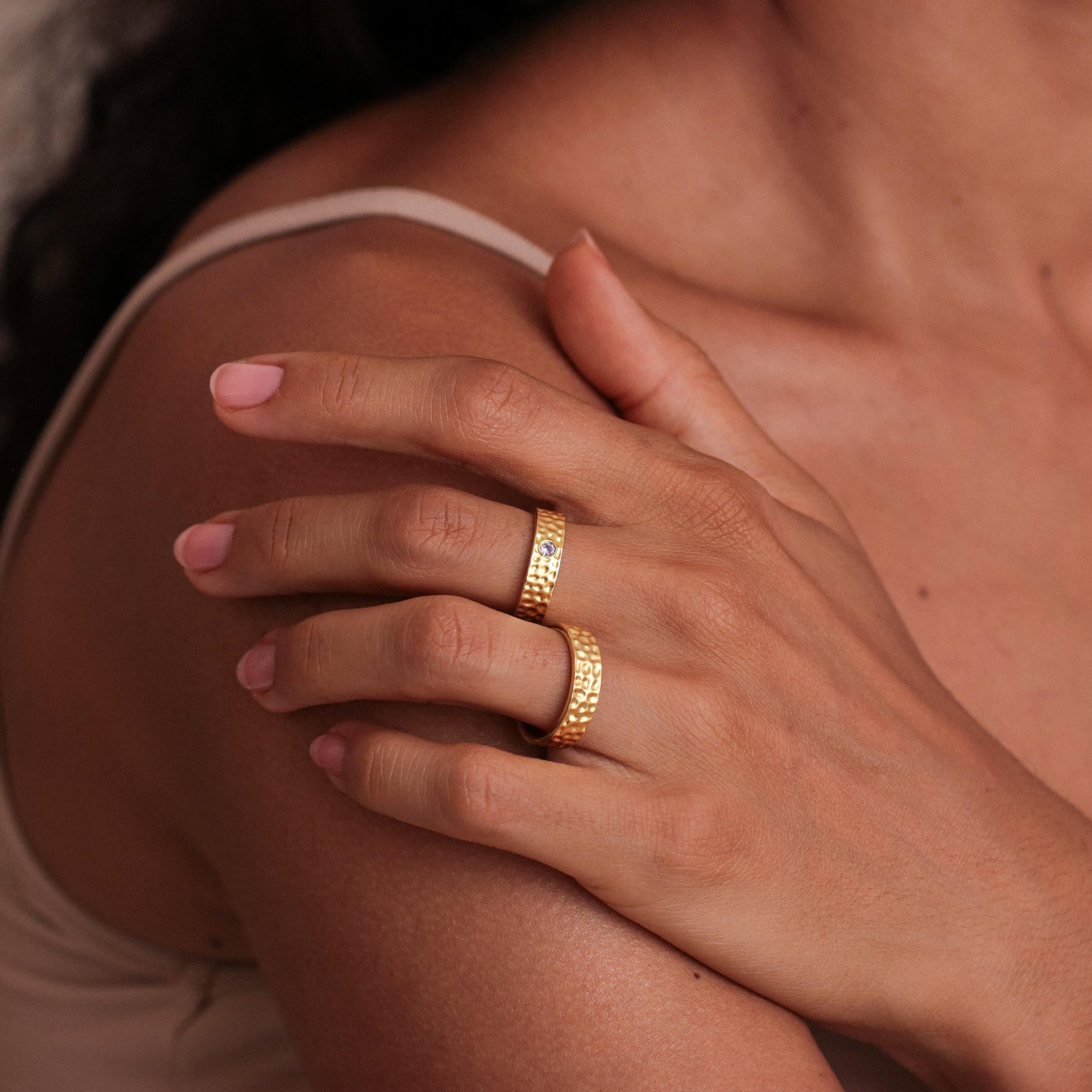Personalized 5mm Flat Band Ring with Birthstone