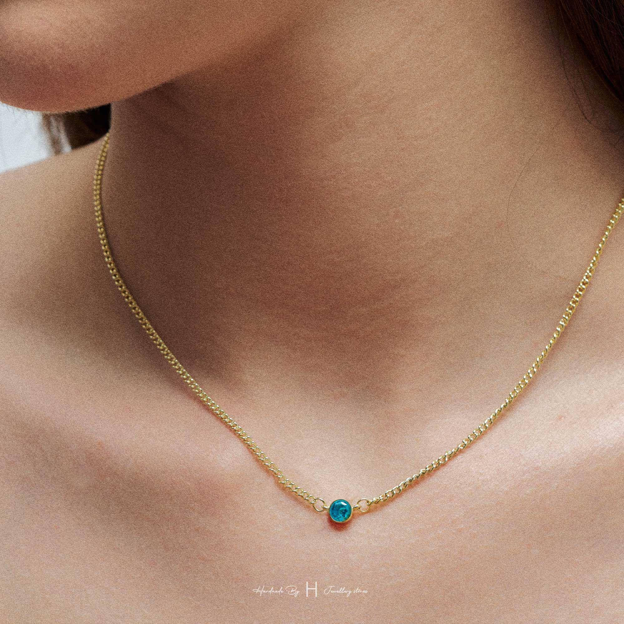 Men's Custom Birthstone Necklace with Copper Pendant in Rose Gold Plating