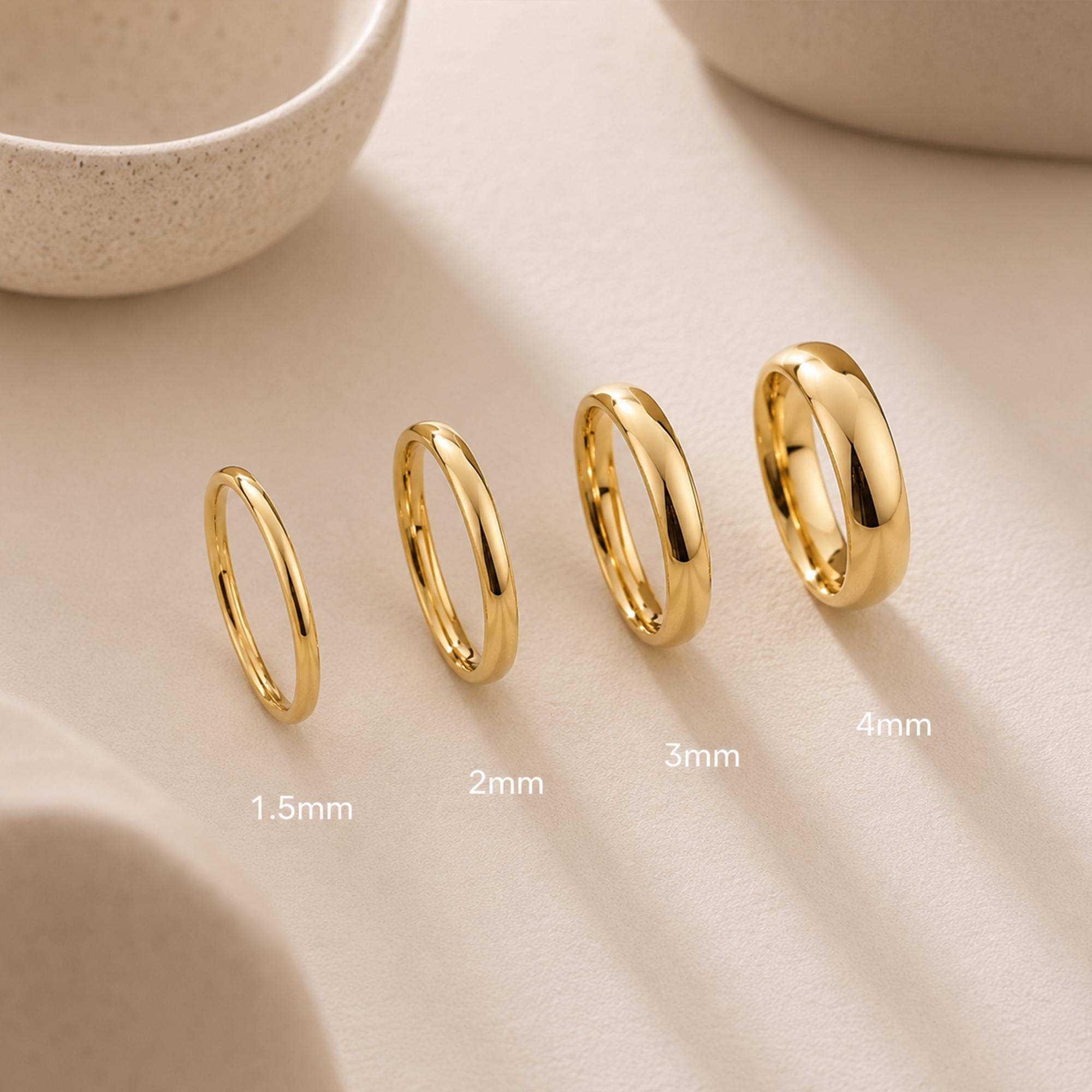 18K Gold Plated Minimalist Dome Ring for Women