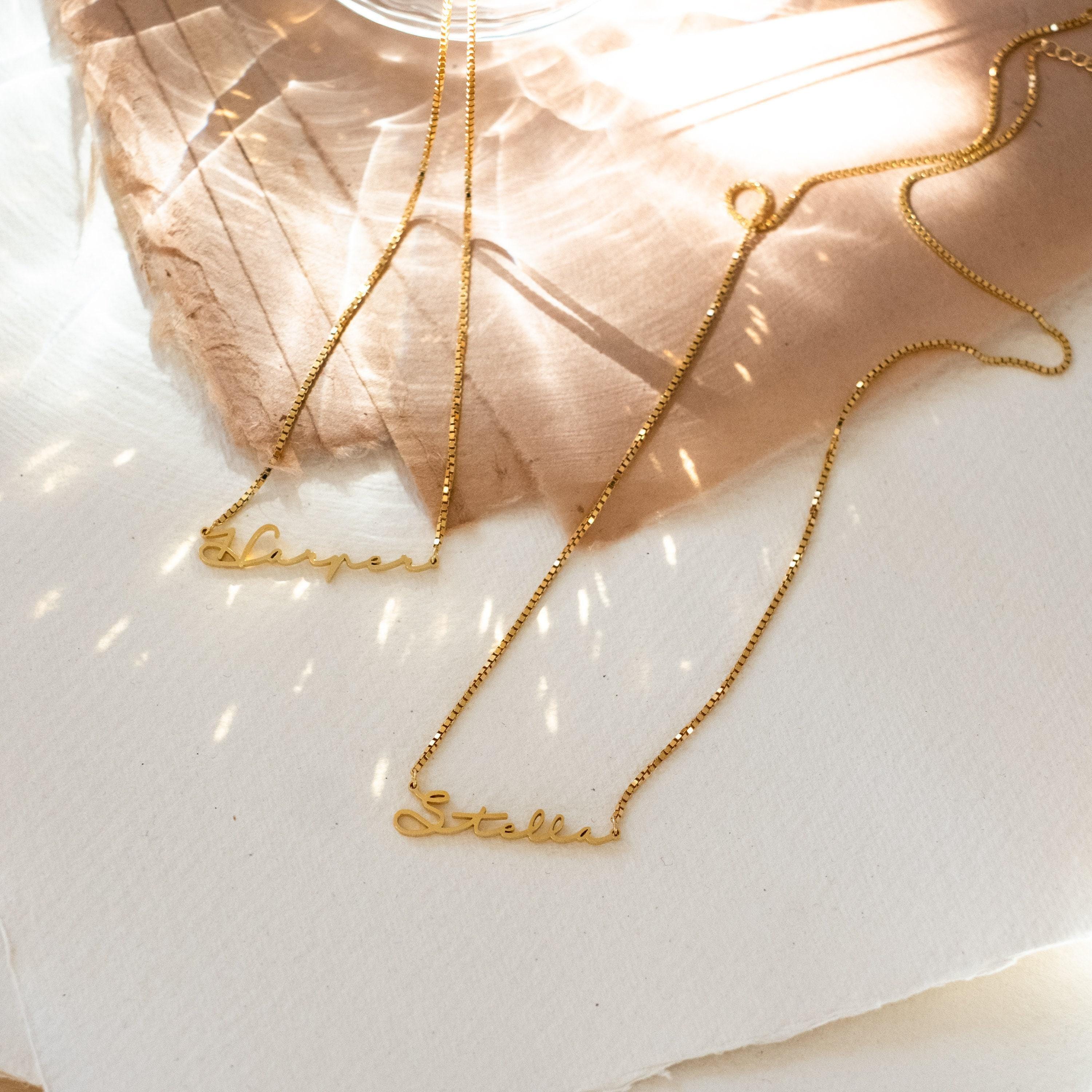 Personalized Box Chain Name Necklace in Sterling Silver