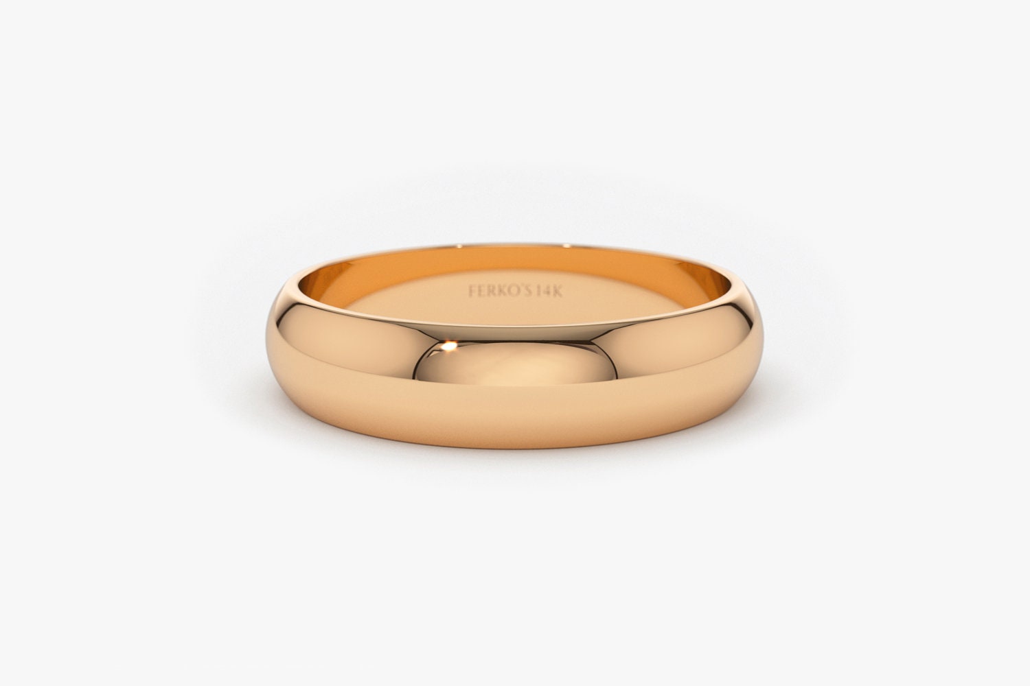 14K Solid Gold 4mm Classic Dome Wedding Band