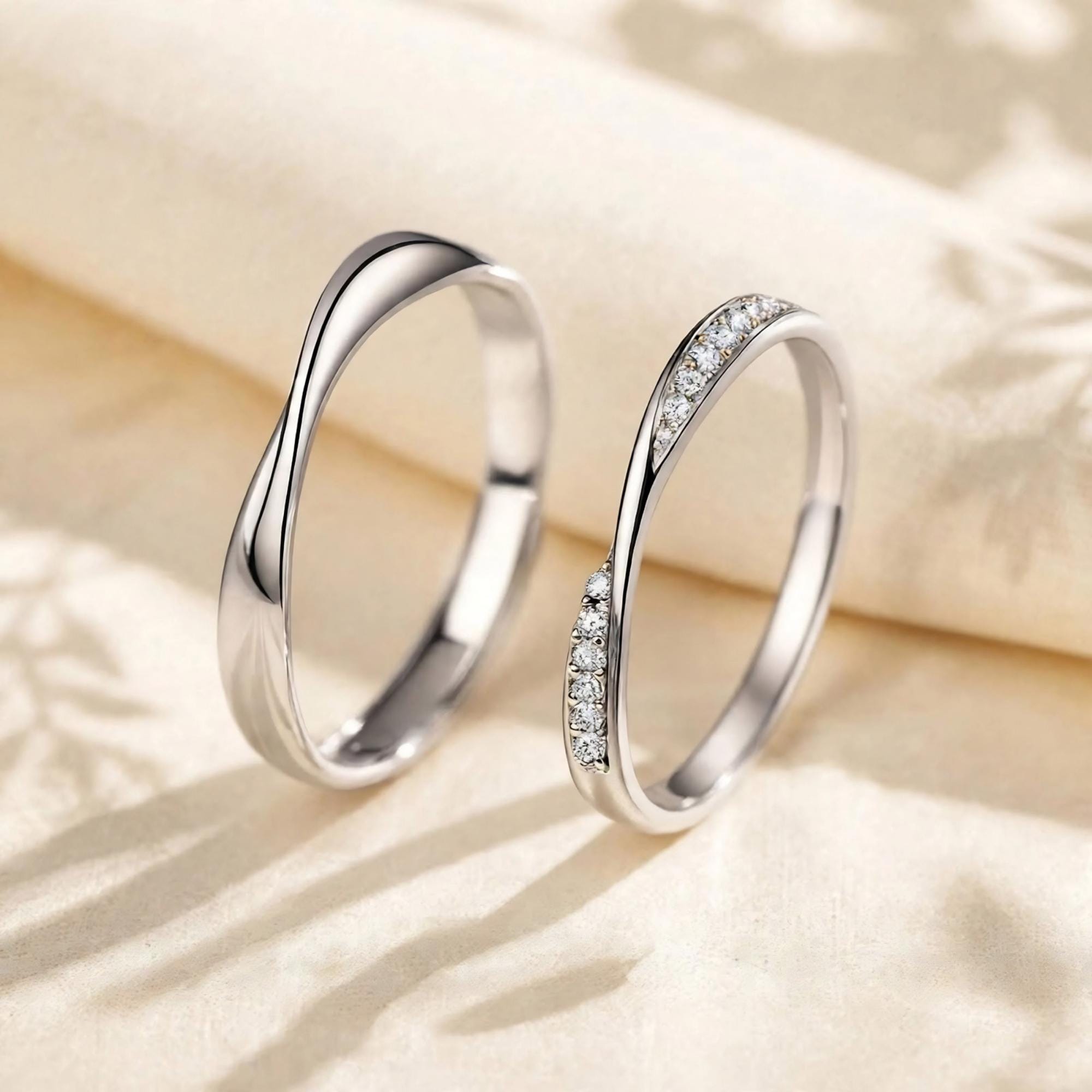 Sterling Silver Twisted Couple Ring Set