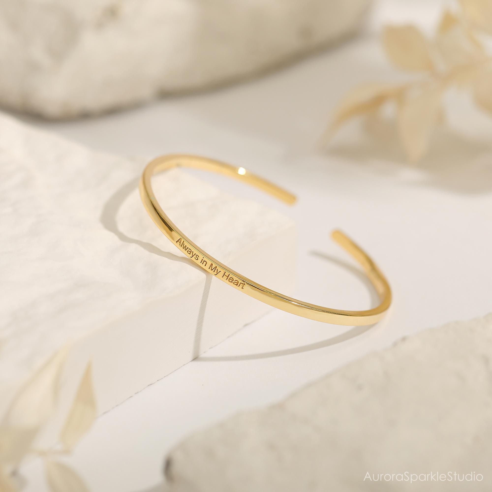 Personalized Engraved Affirmation Cuff Bracelet in Adjustable Sizes