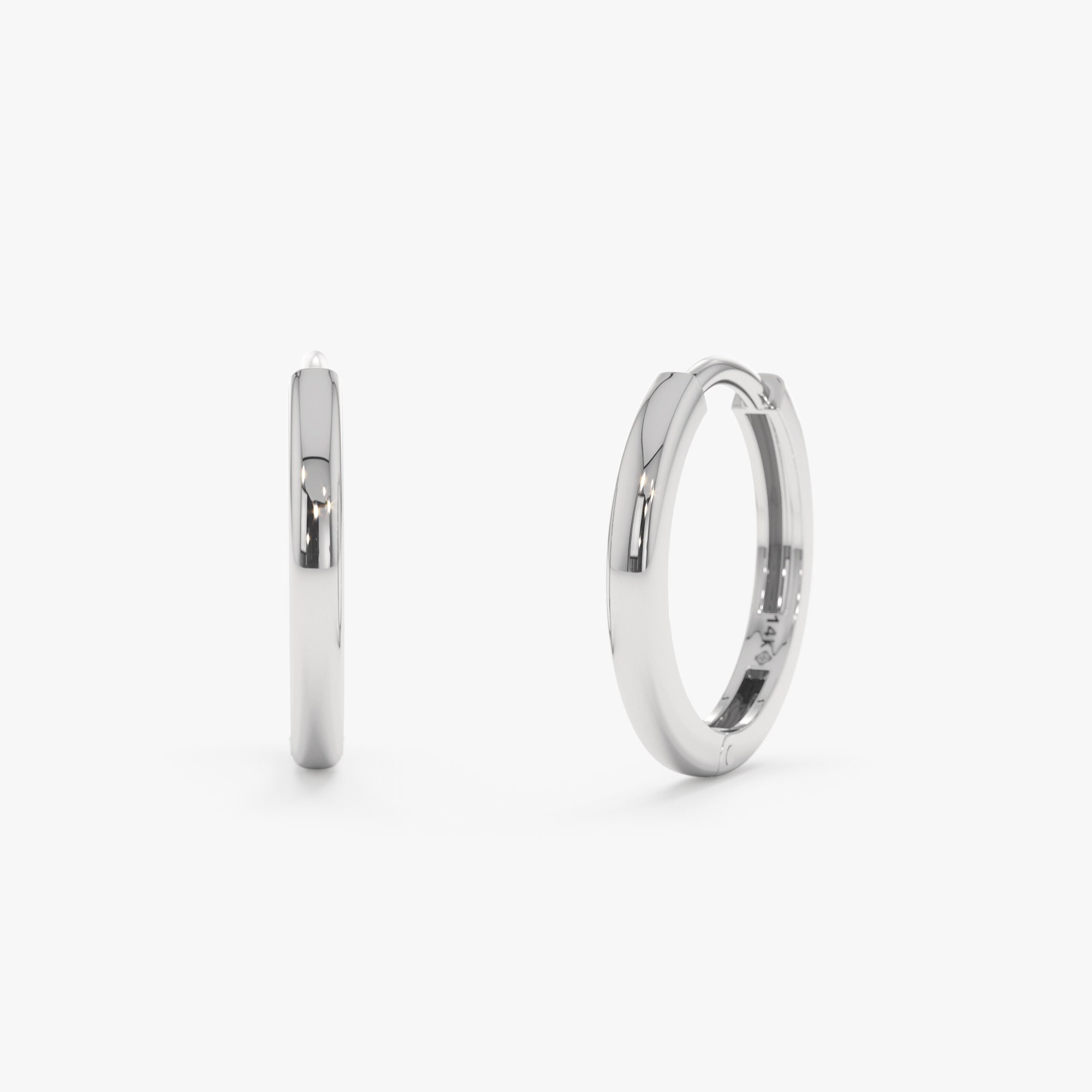 Mini 14K Solid Gold Huggie Earrings for Cartilage and Second Piercings, Sold as a Pair