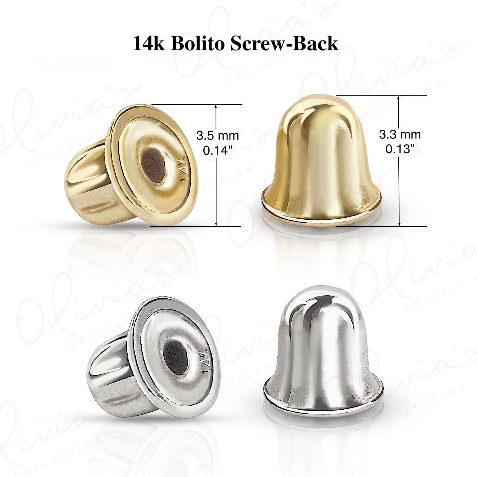 14K Solid Gold Lab-Grown Diamond Stud Earrings with Screw Backs, White or Yellow