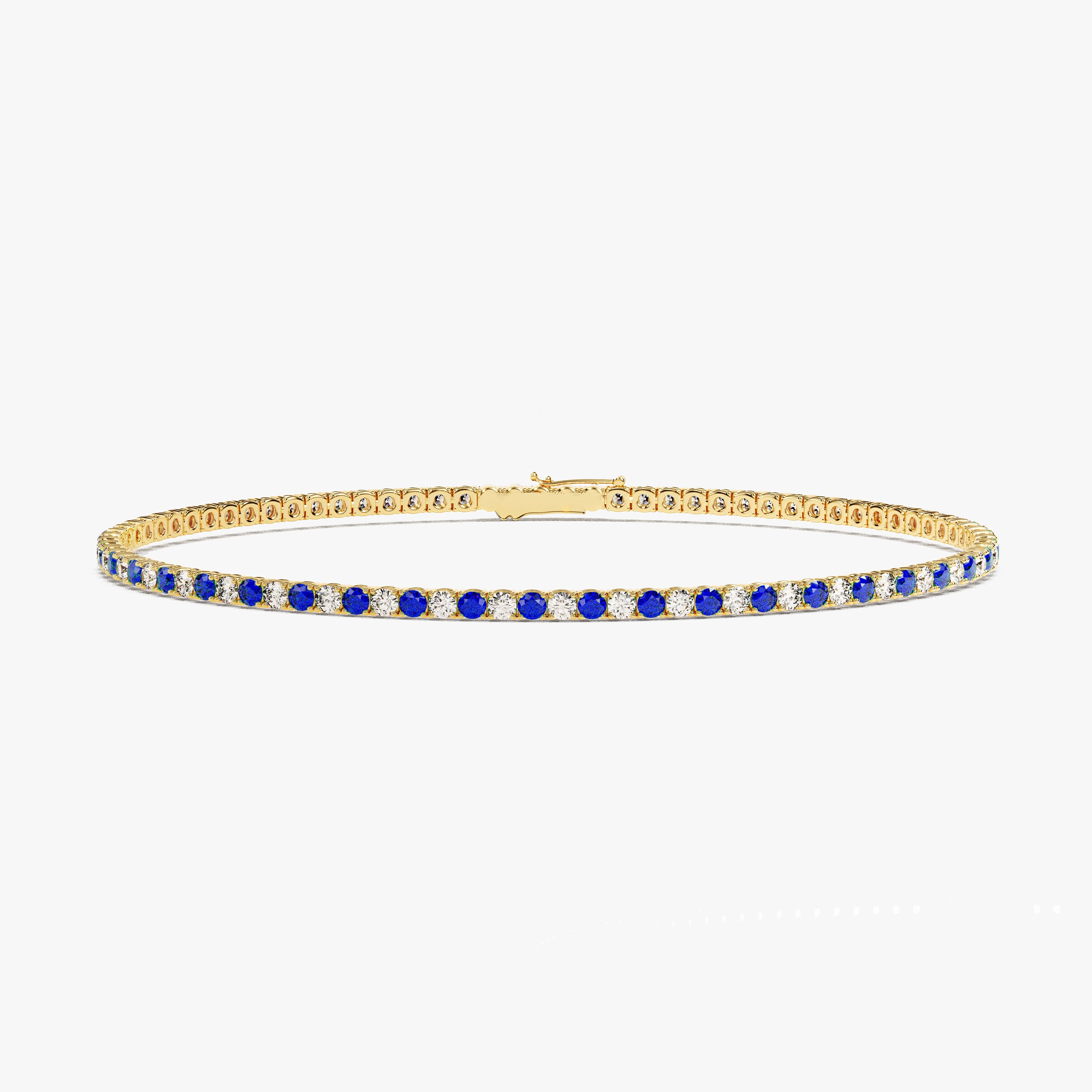14K Gold Birthstone Tennis Bracelet, Personalized Gemstone Bracelet