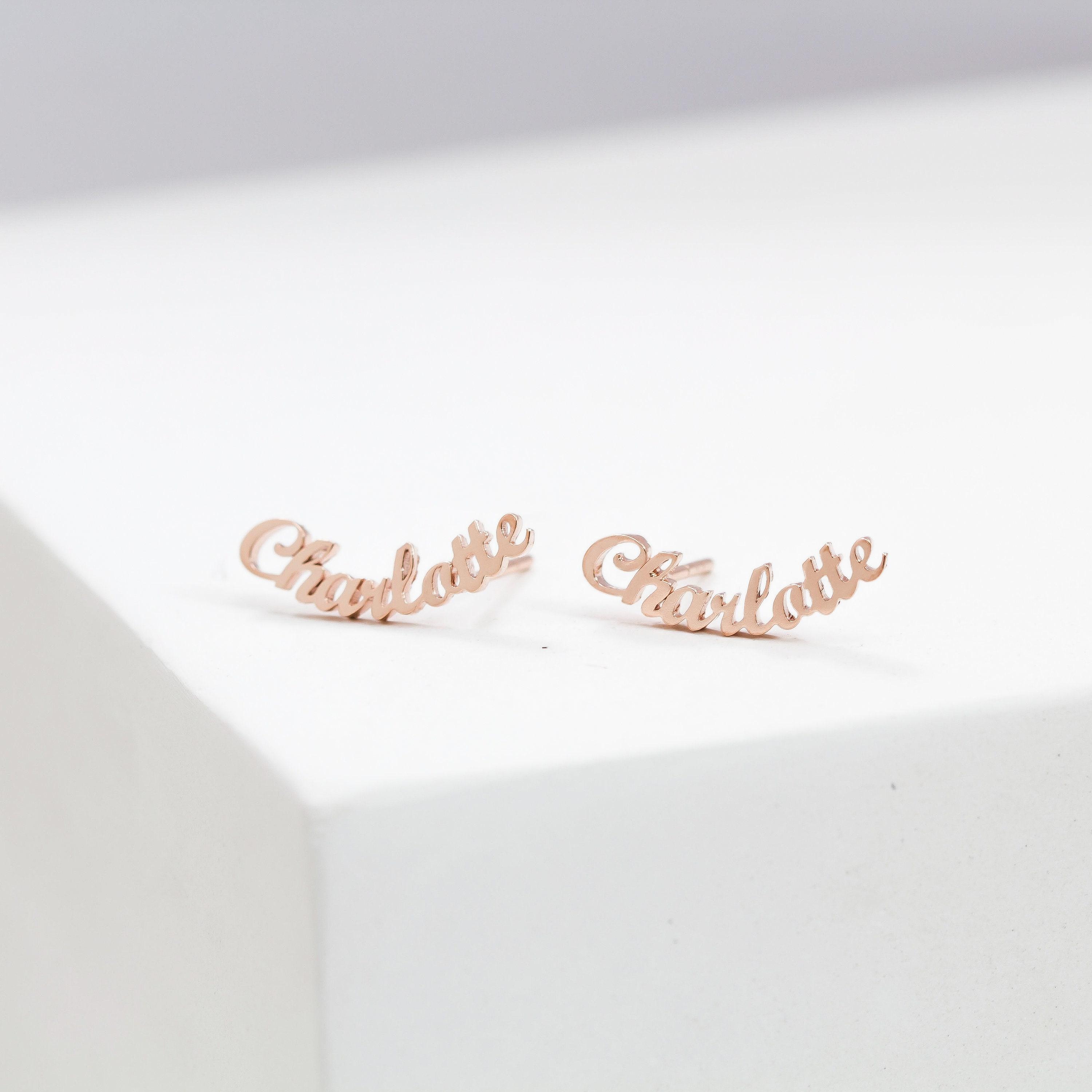Custom Name Earrings in Sterling Silver with 18K Gold Finish