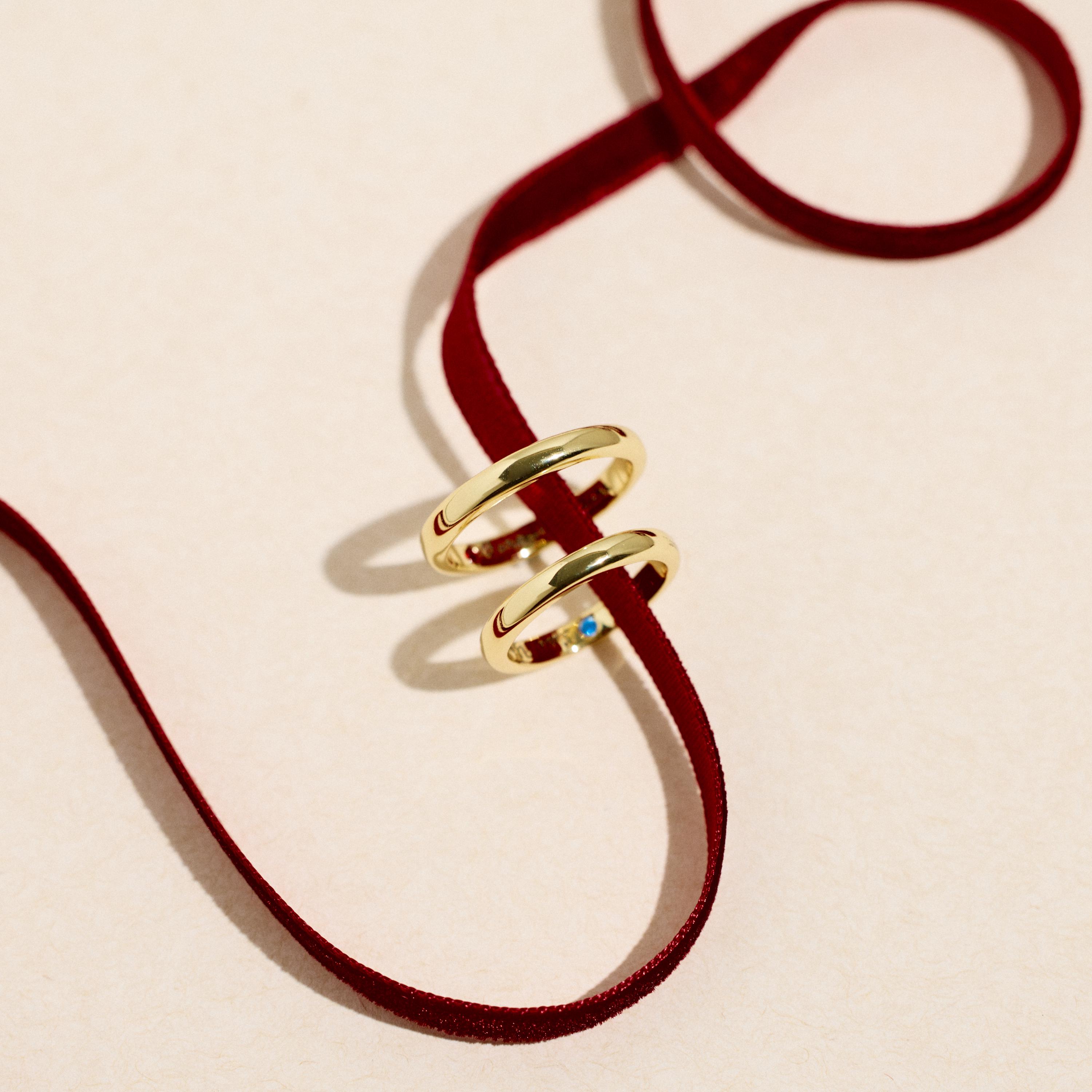 Personalized Birthstone Band Ring with Inside Engraving