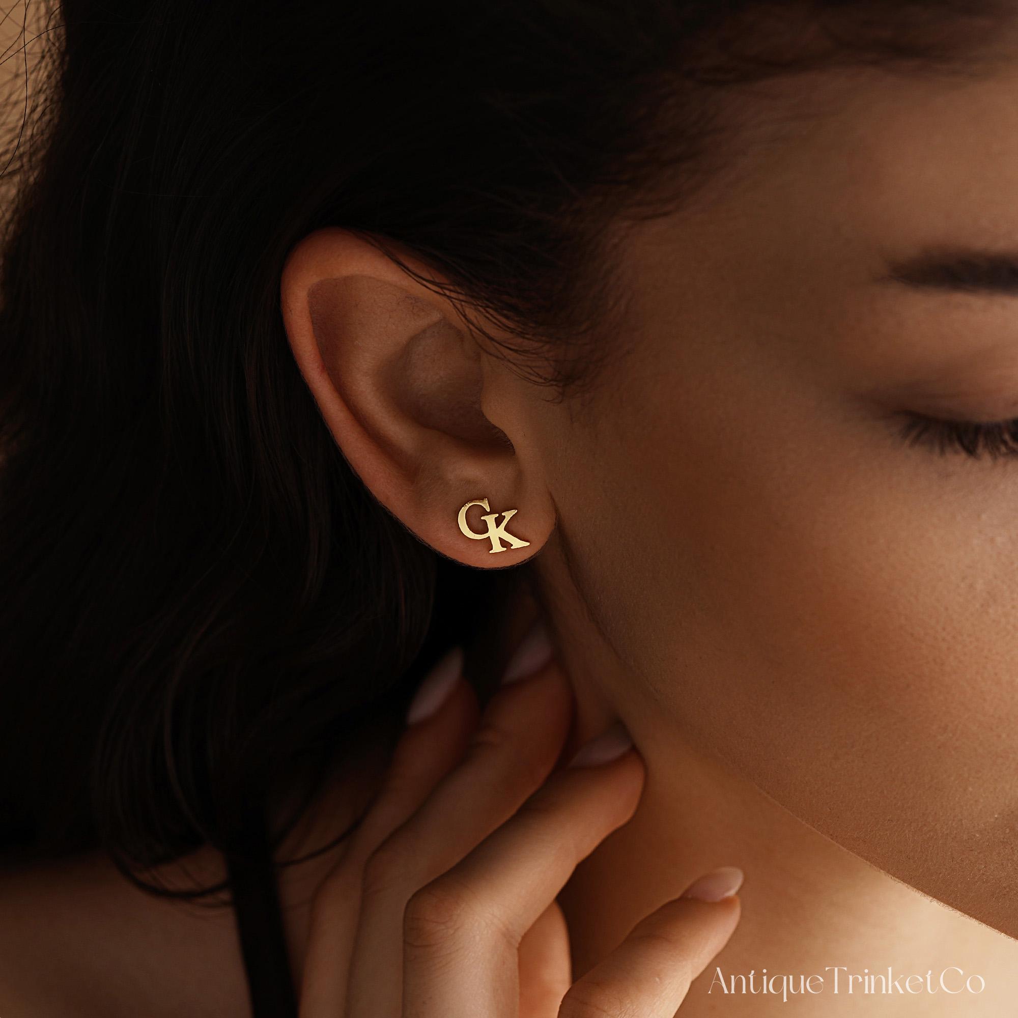 Personalized Double Initial Earrings with Two Letter Studs