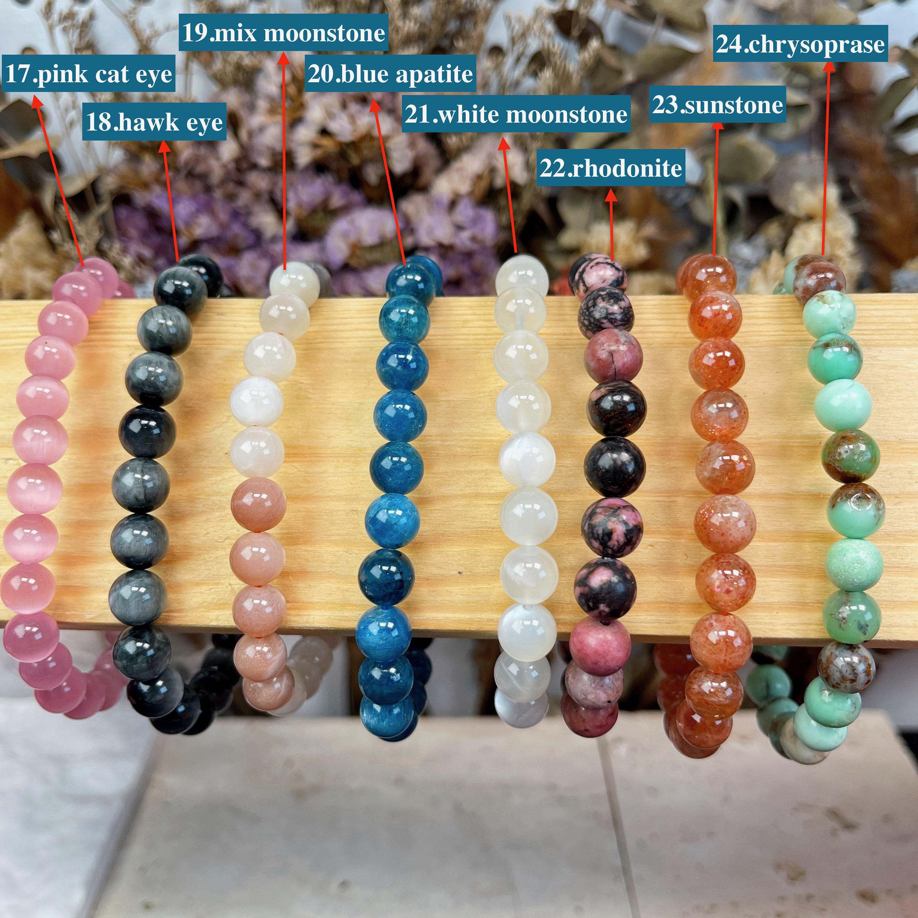 Handmade Natural Gemstone Beaded Bracelet, 6mm to 10mm