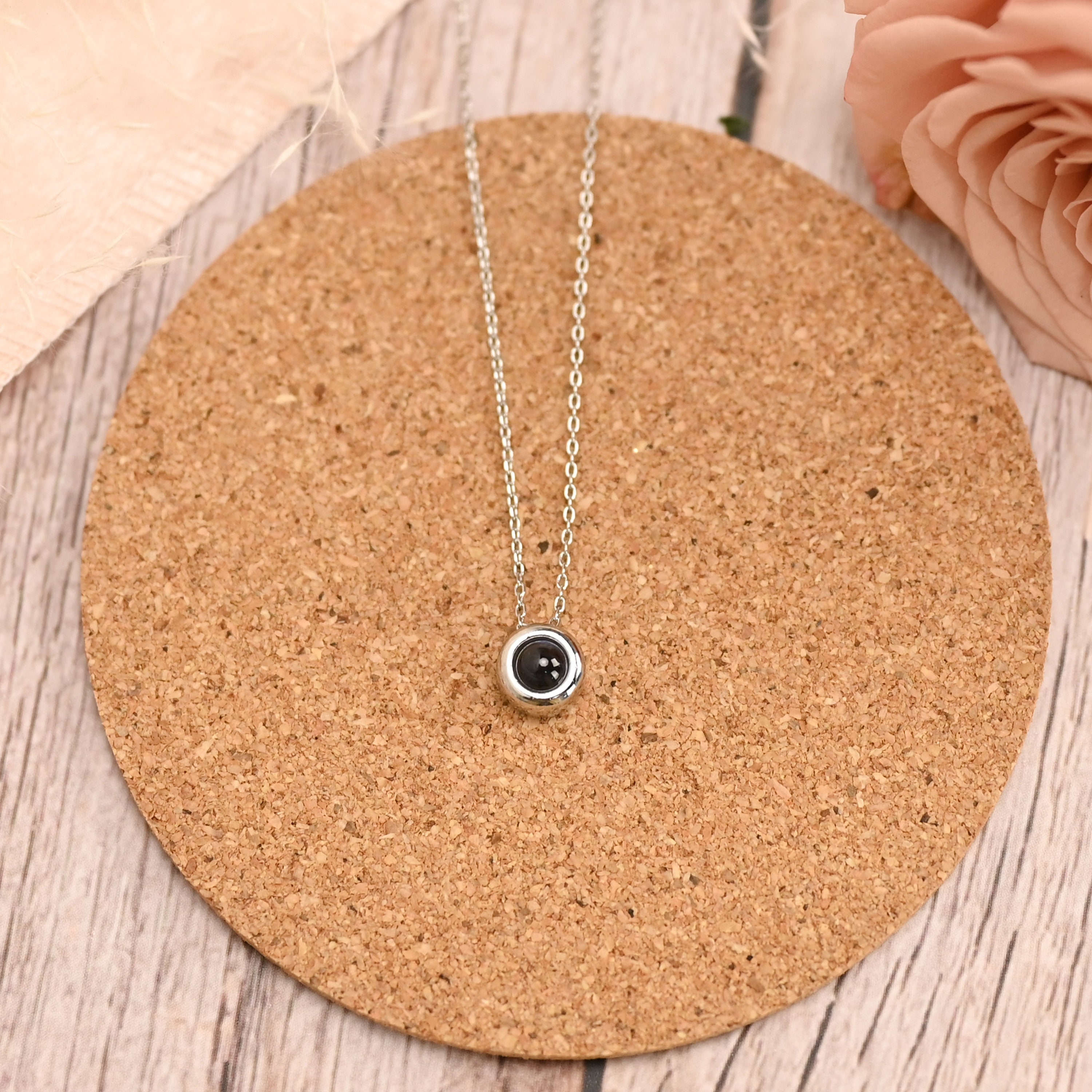 Custom Photo Projection Necklace in Solid Copper