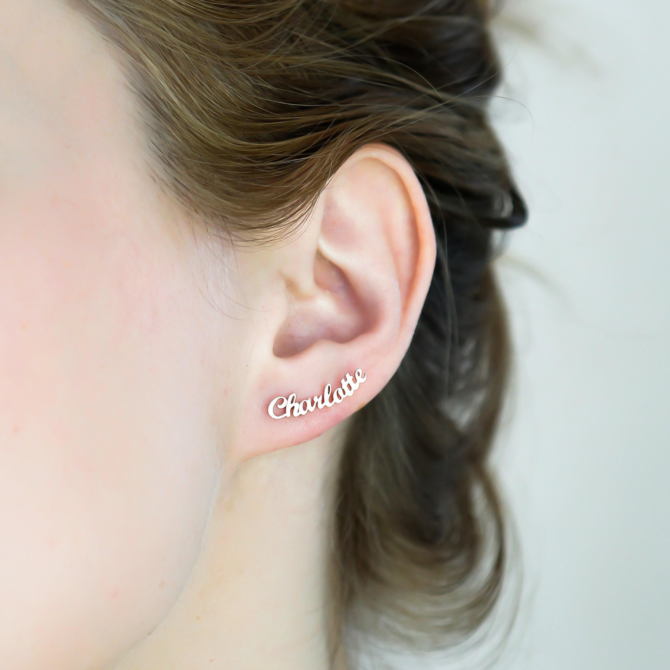 Custom Name Earrings in Sterling Silver with 18K Gold Finish