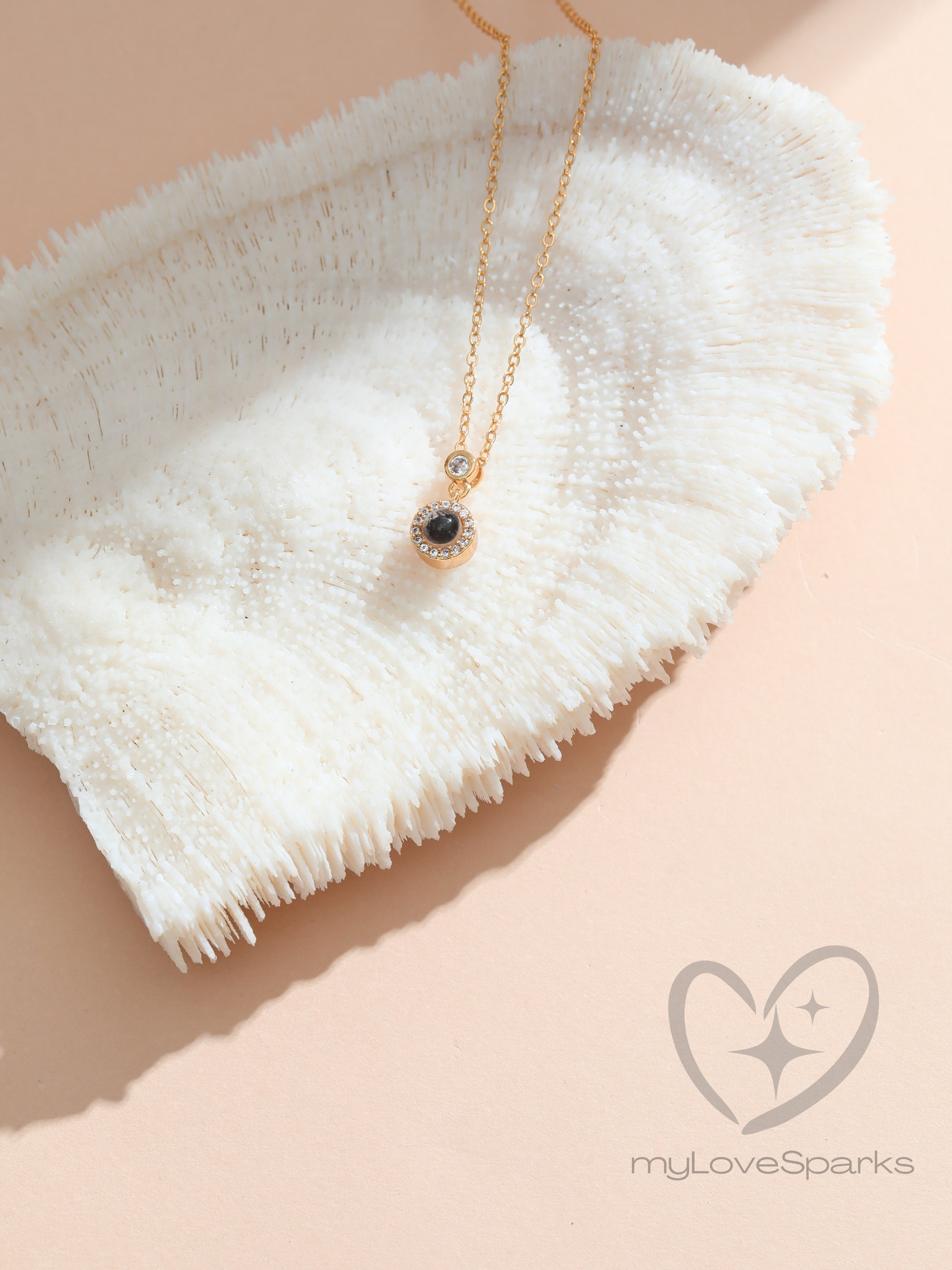Minimalist Photo Projection Necklace in Stainless Steel