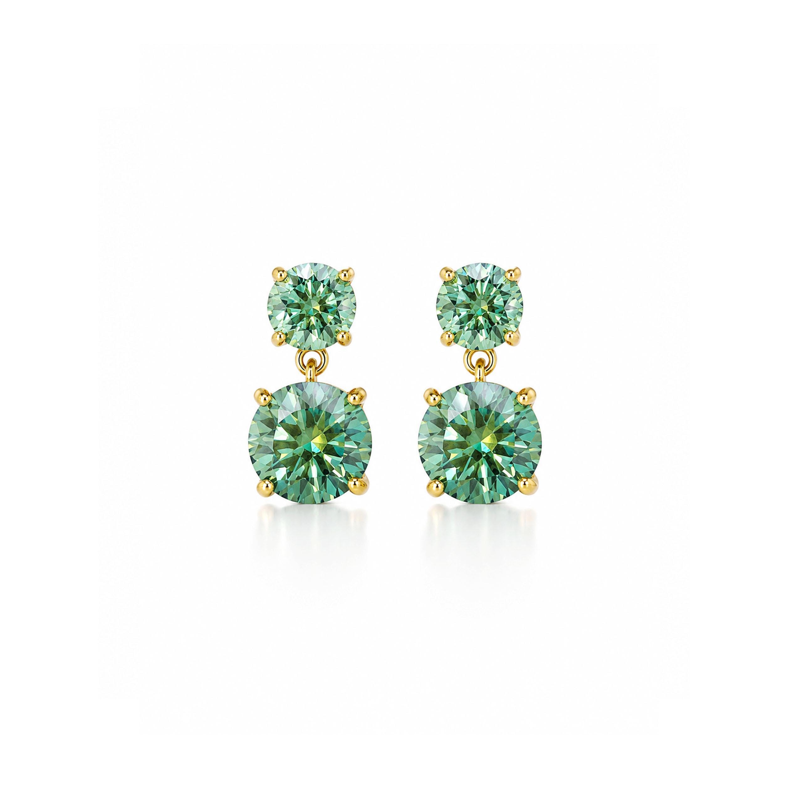 Certified Moissanite Double Drop Earrings in 925 Sterling Silver