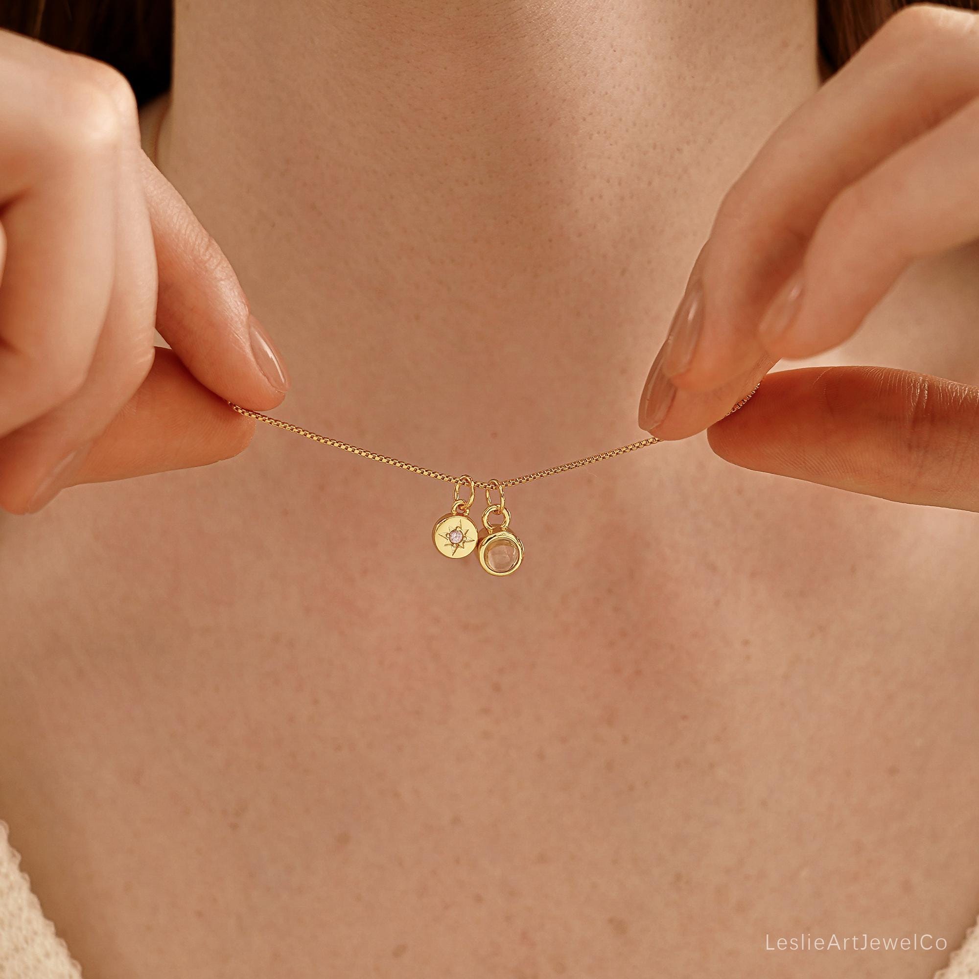 Memorial Projection Necklace with Birthstone and Picture