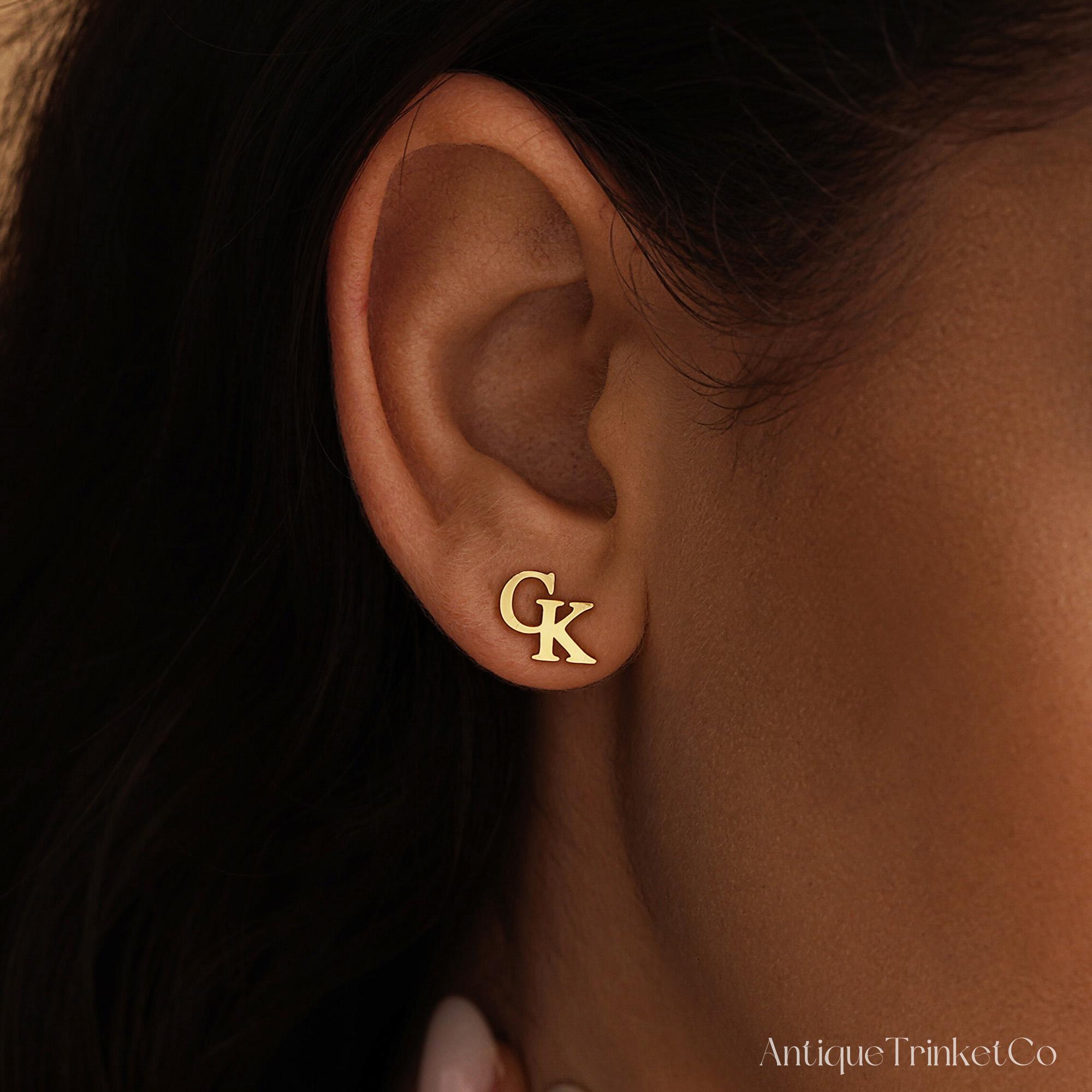Personalized Double Initial Earrings with Two Letter Studs