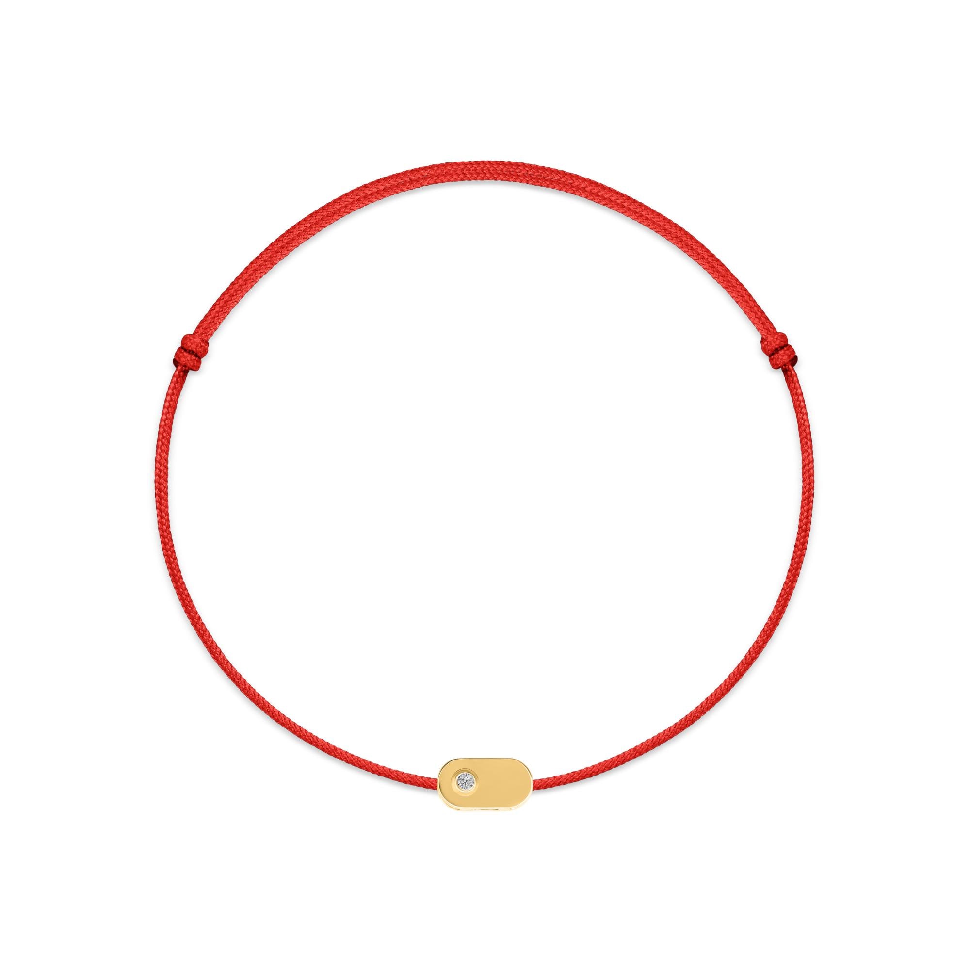 Personalized 14K Solid Gold Initial Bracelet with Natural Diamond on Silk Thread