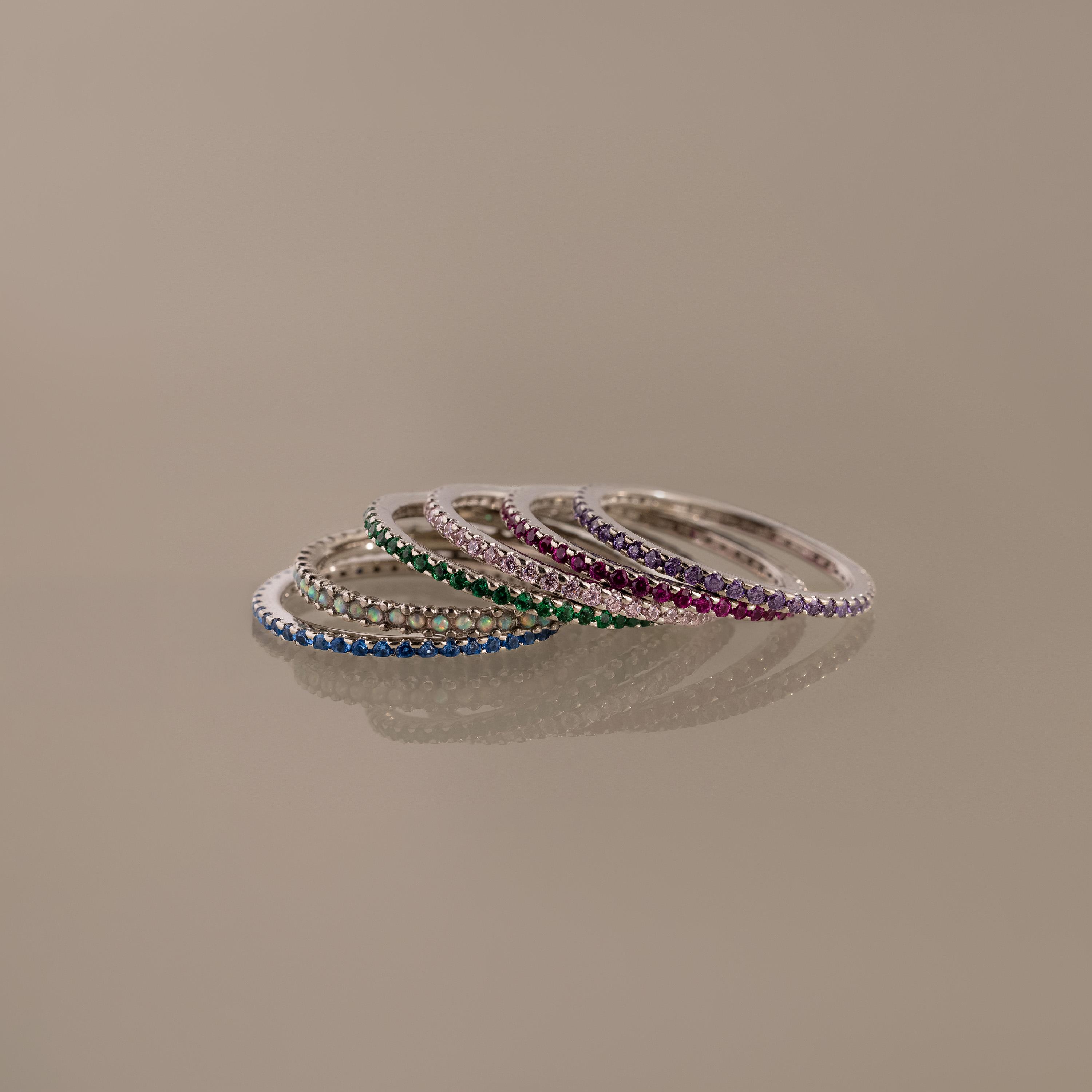 Birthstone Eternity Ring in Sterling Silver and 18K Gold