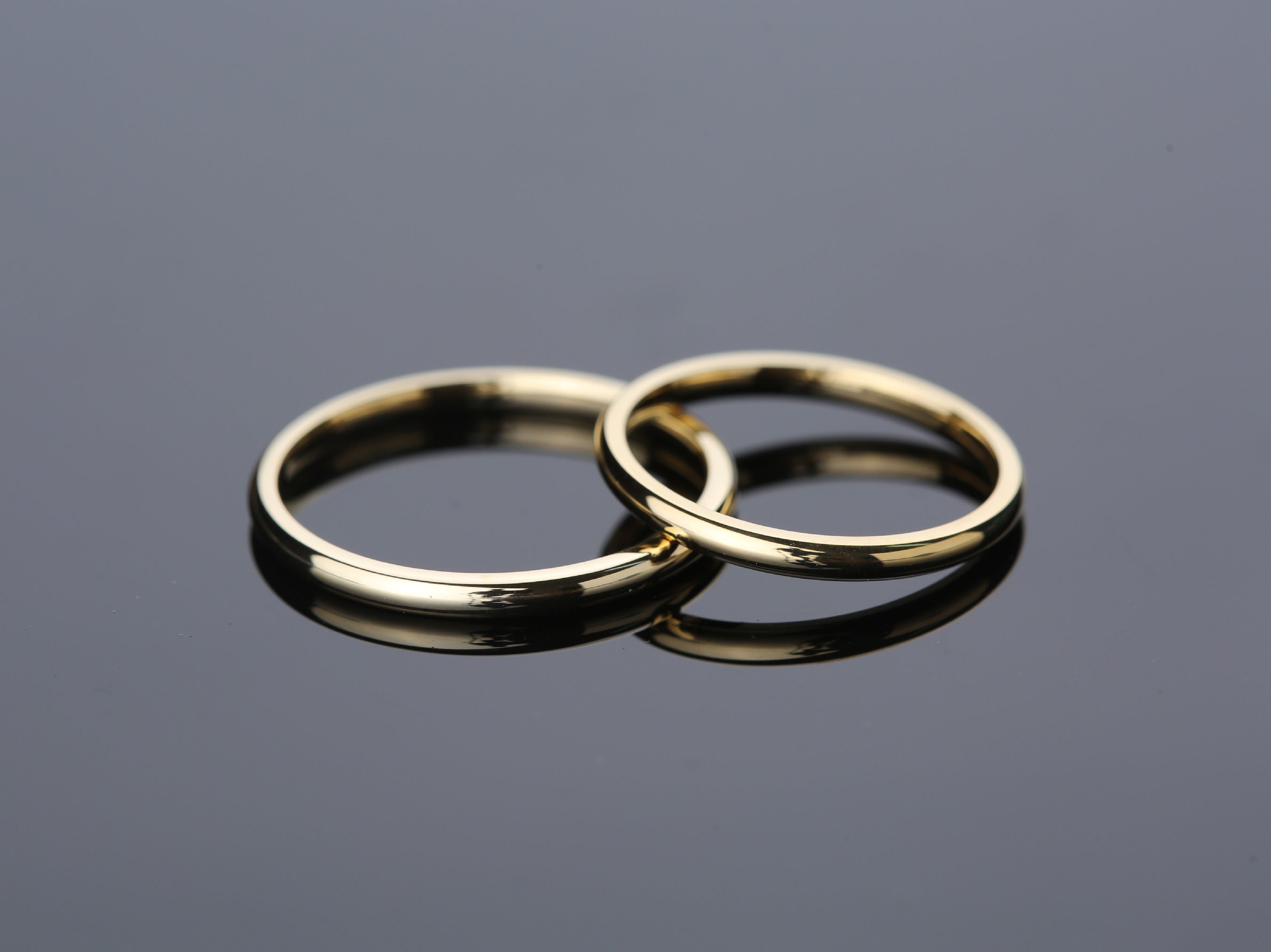 2mm Yellow Gold Dome Wedding Band with Polished Finish
