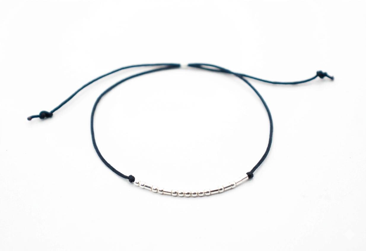 Personalized Morse Code Couple Bracelet Set in Sterling Silver and Gold