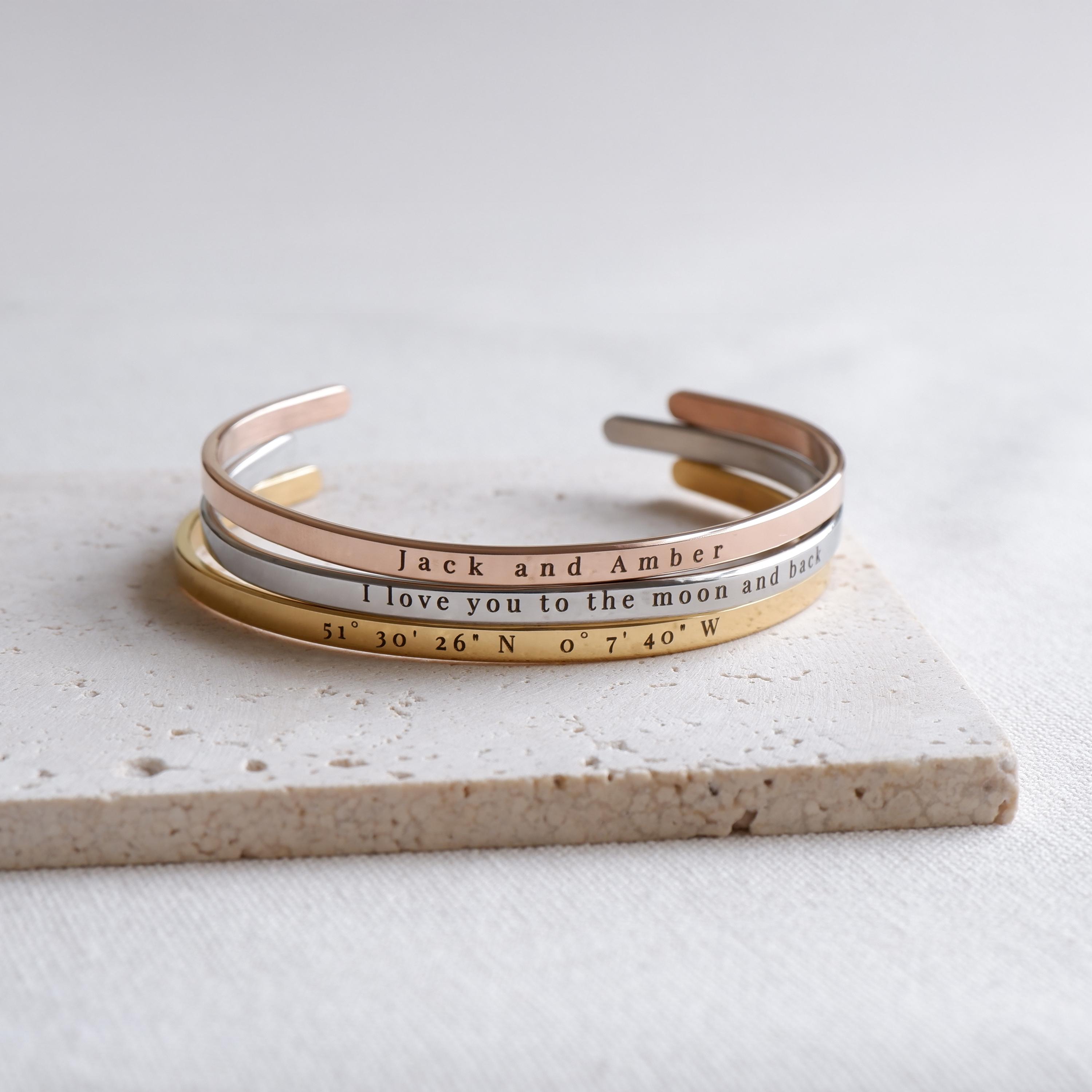 Unisex Engraved Cuff Bracelet with Custom Message