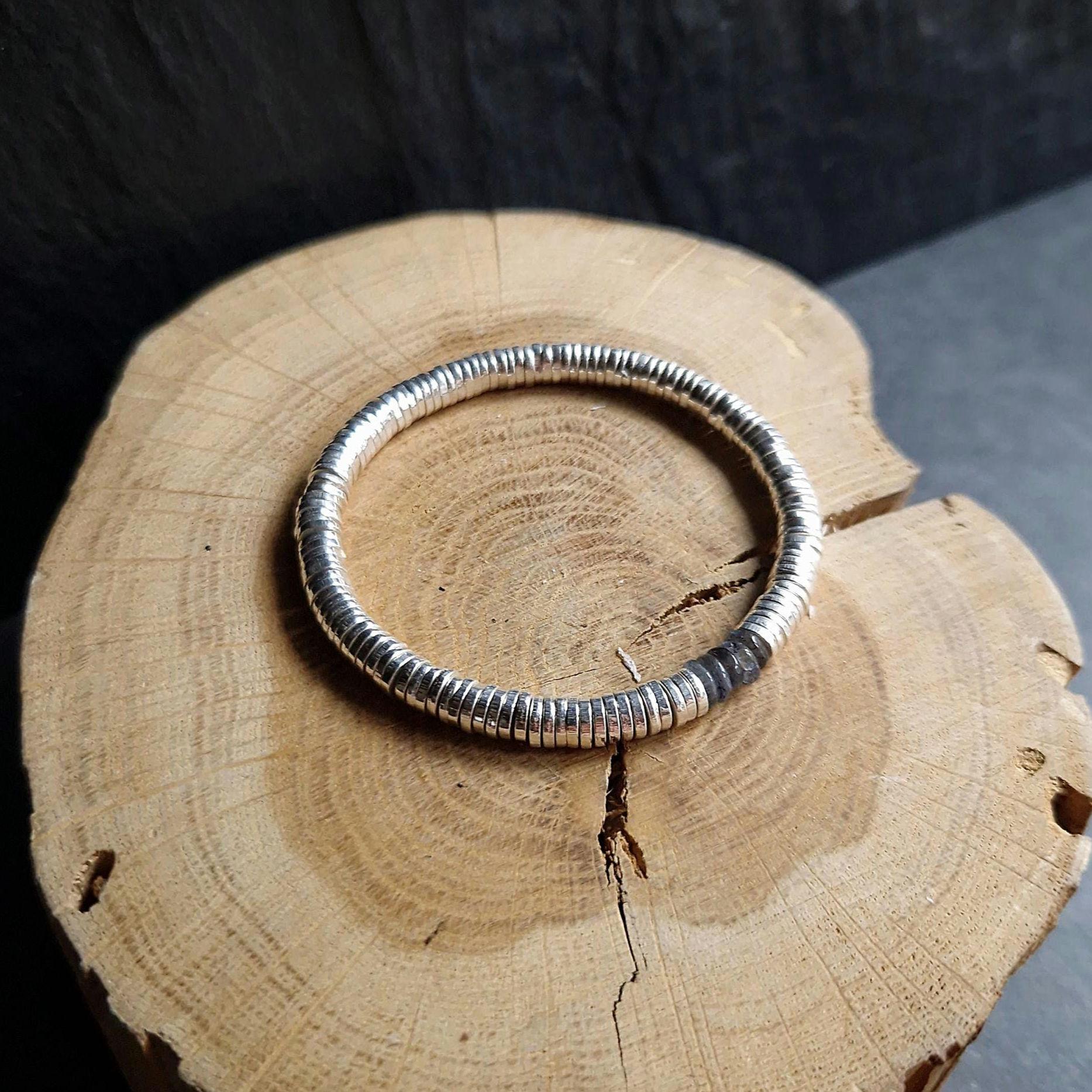 925 Silver Heishi Bead Bracelet With Labradorite, 20cm