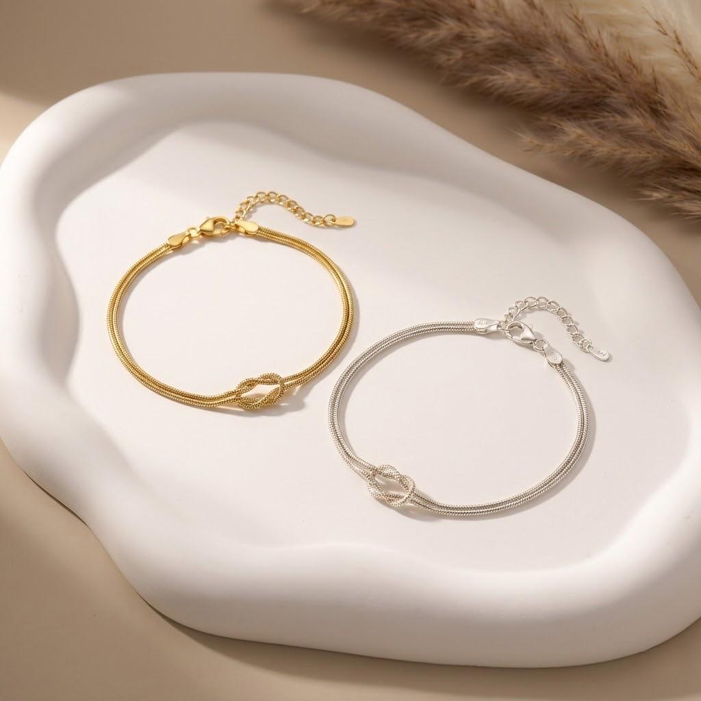 Love Knot Bracelet for Couples in Plated Stainless Steel