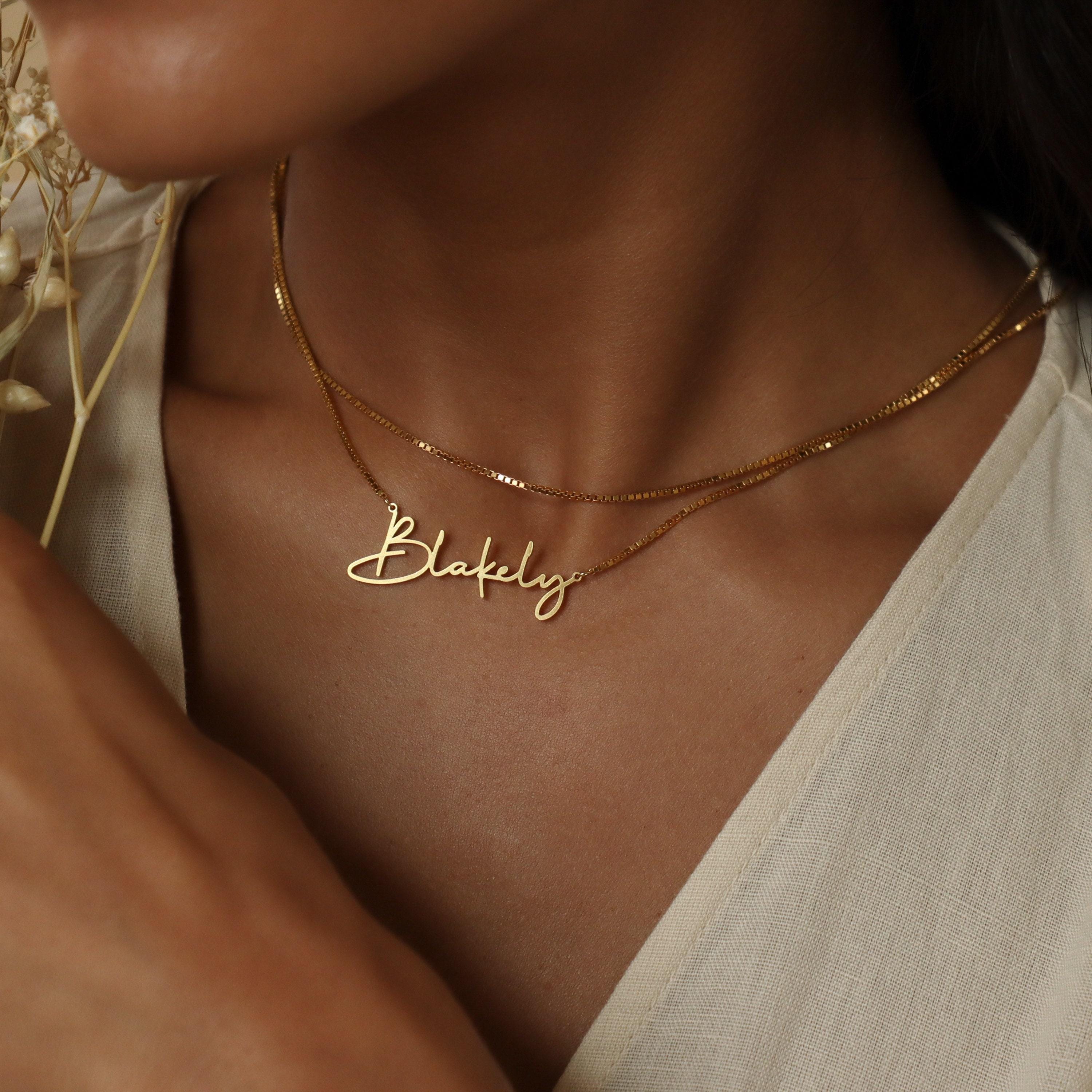 Personalized Box Chain Name Necklace in Sterling Silver