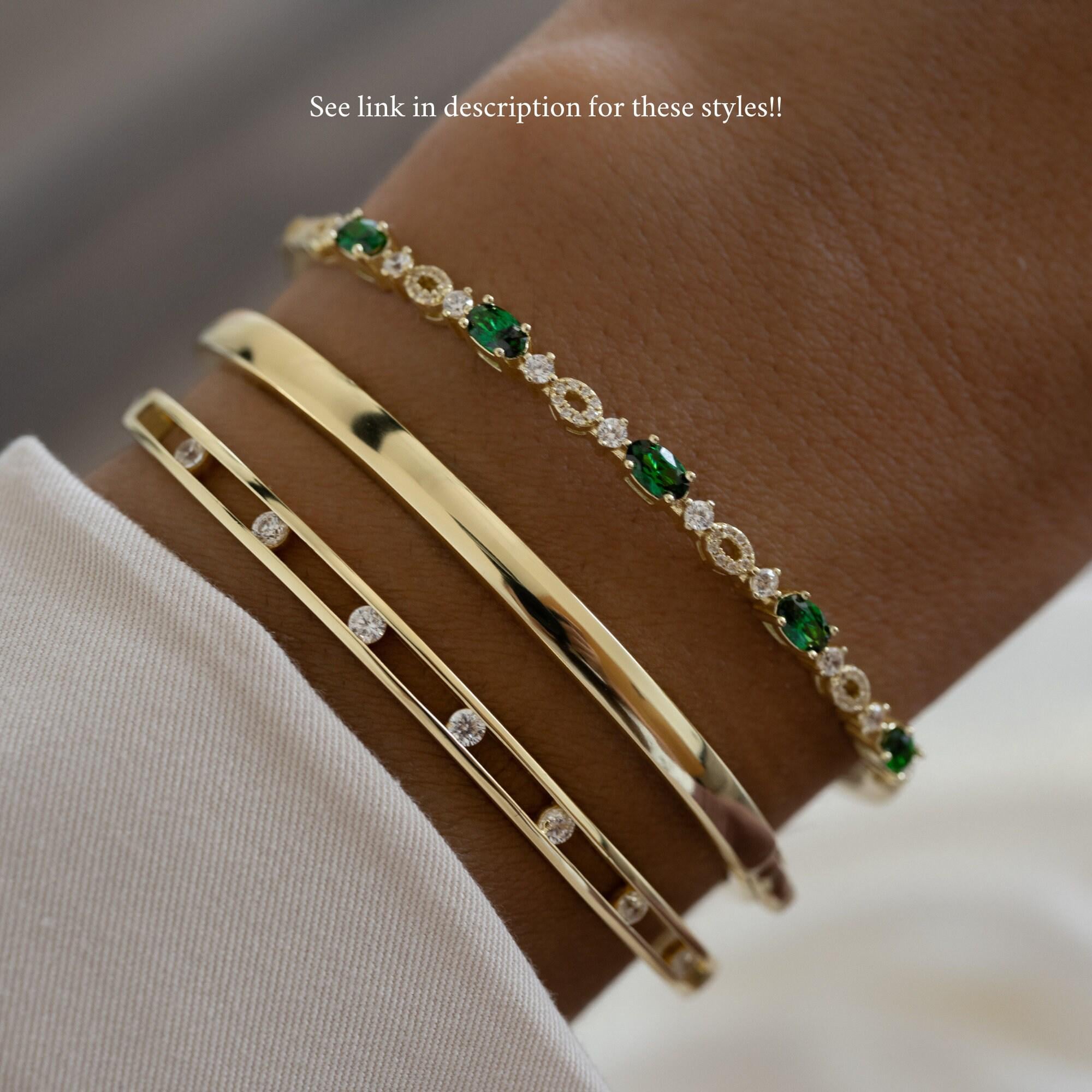 Gold Plated Bangle Bracelet with Thick 14K Finish