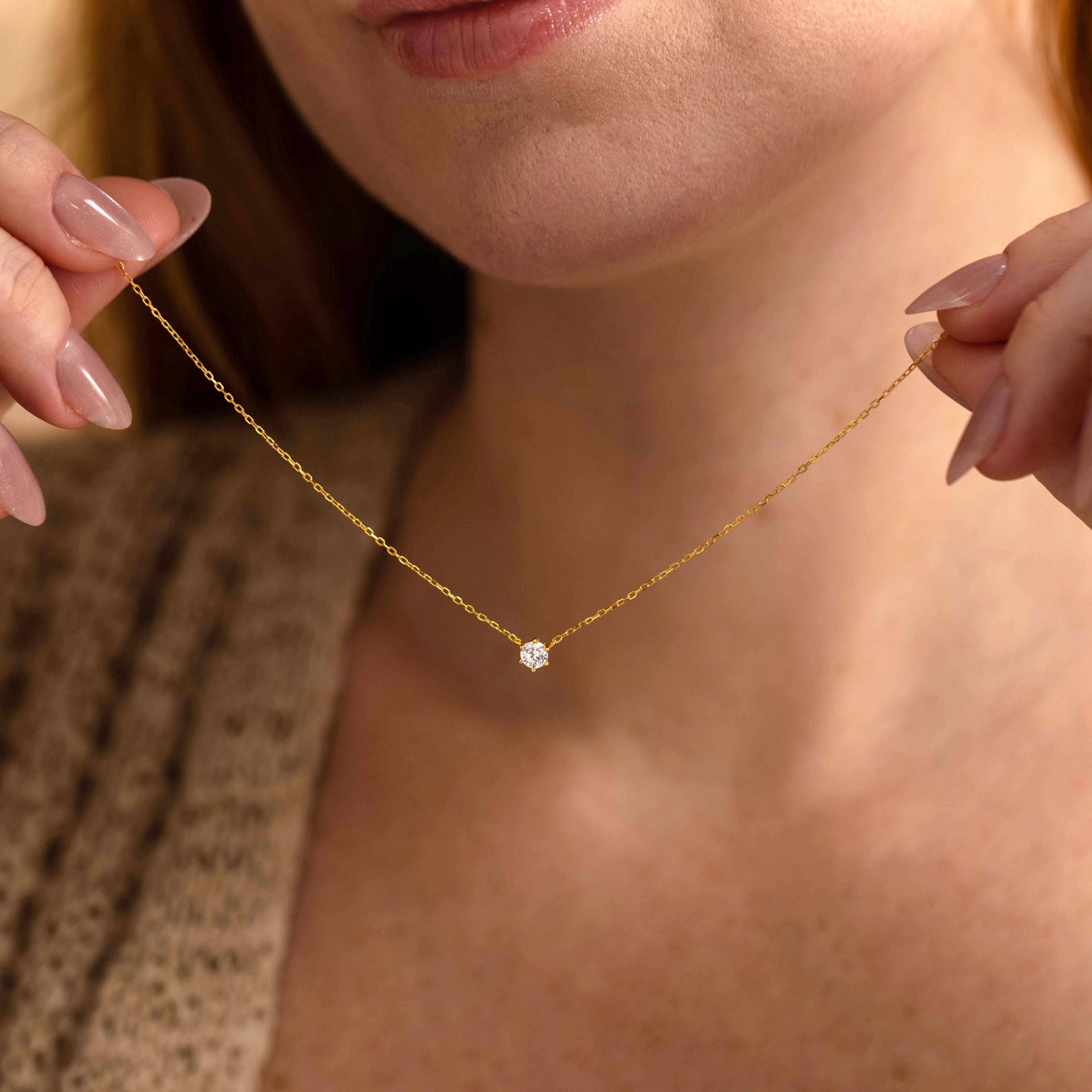 Gold Finish Stainless Steel Cubic Zirconia Choker Necklace