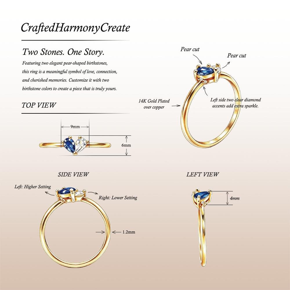 Personalized 3D Heart Birthstone Ring