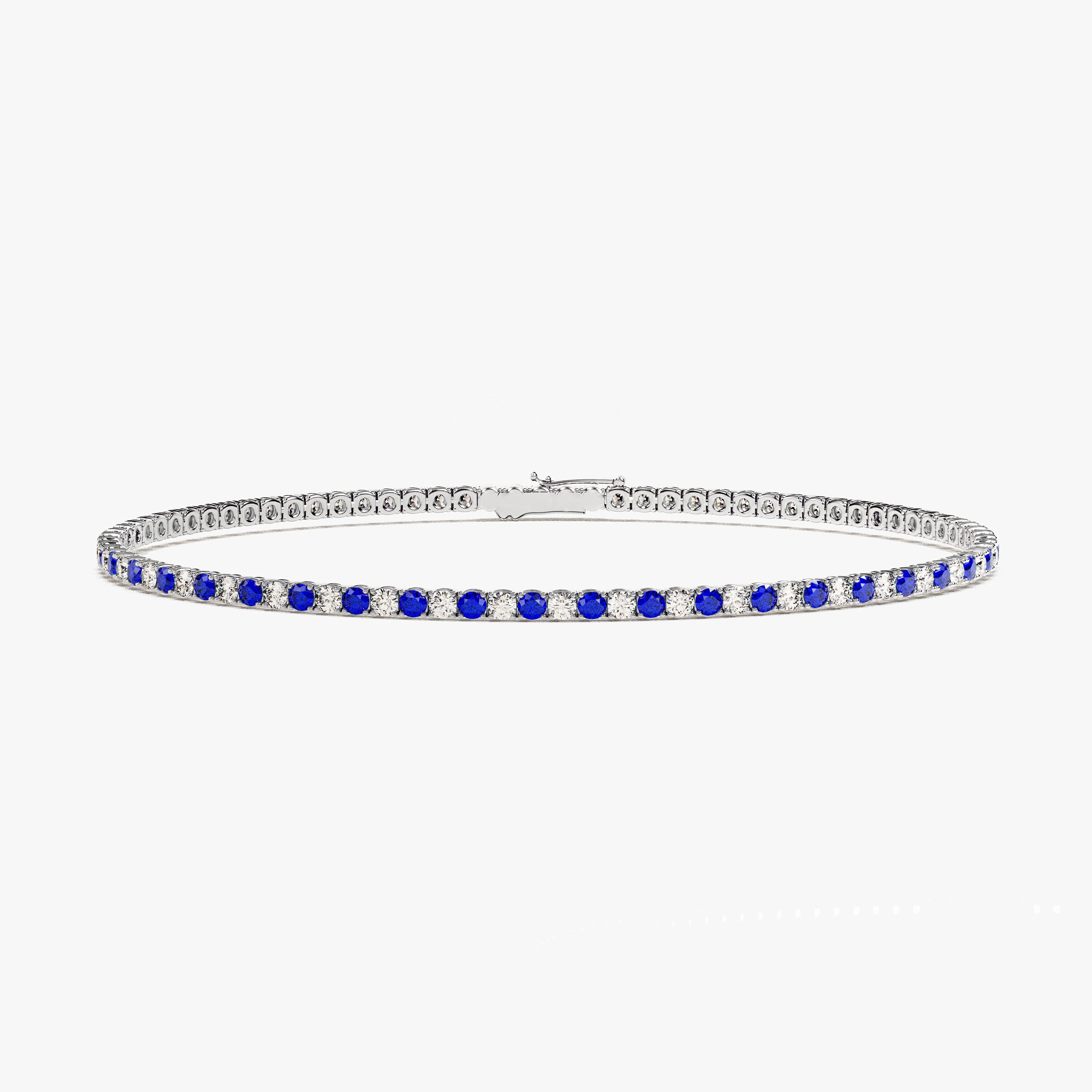 14K Gold Birthstone Tennis Bracelet, Personalized Gemstone Bracelet