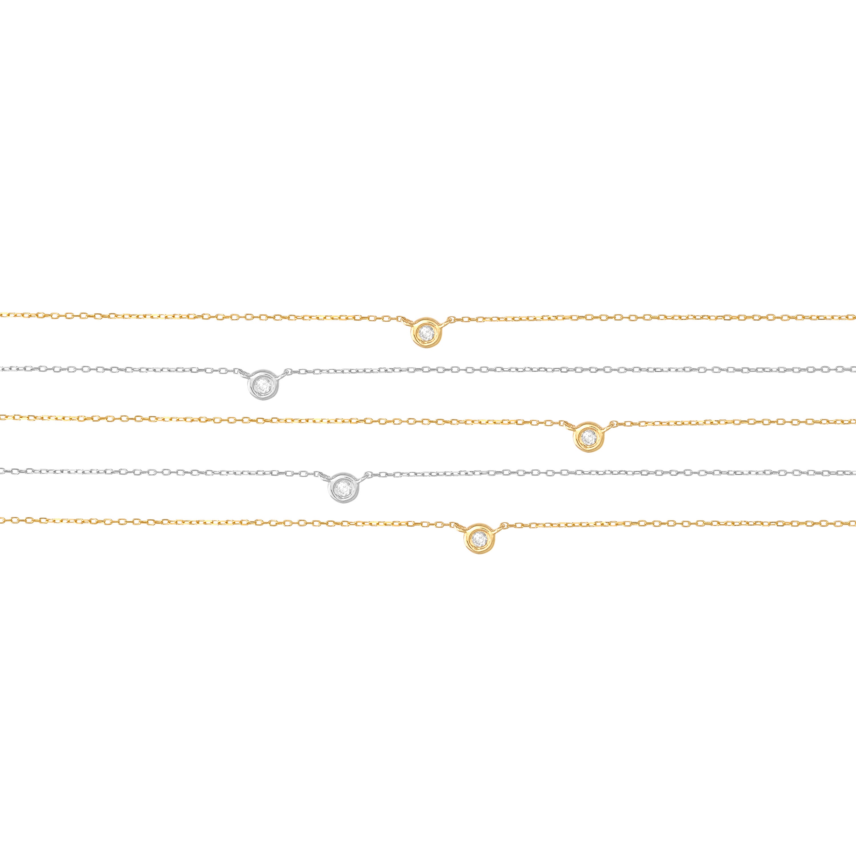 Tiny Diamond Choker Necklace in 14K Solid Gold