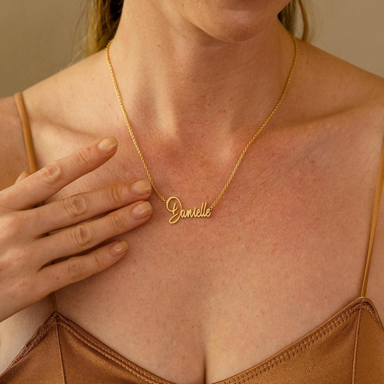 Personalized Name Necklace in 18K Gold Plated Finish
