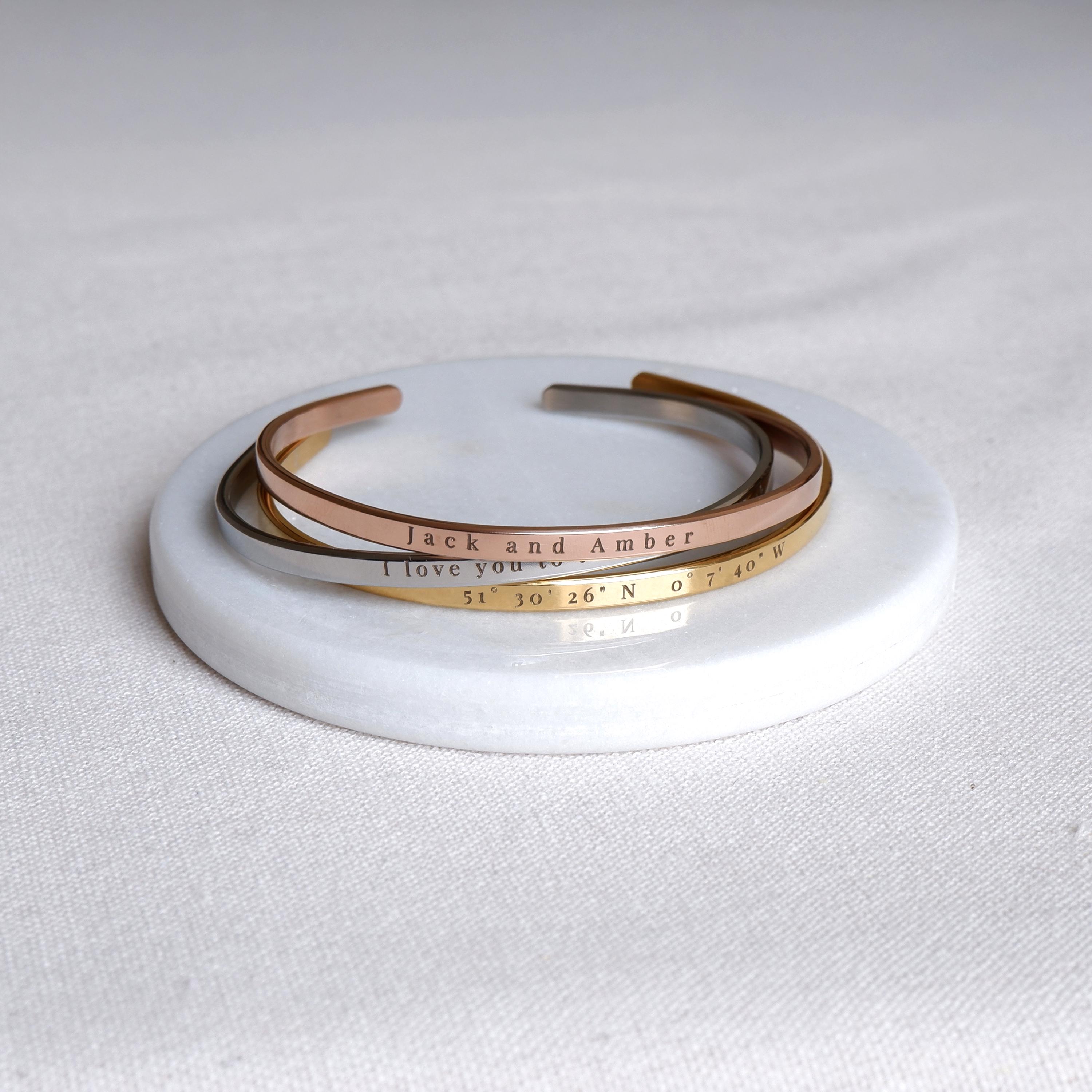 Unisex Engraved Cuff Bracelet with Custom Message