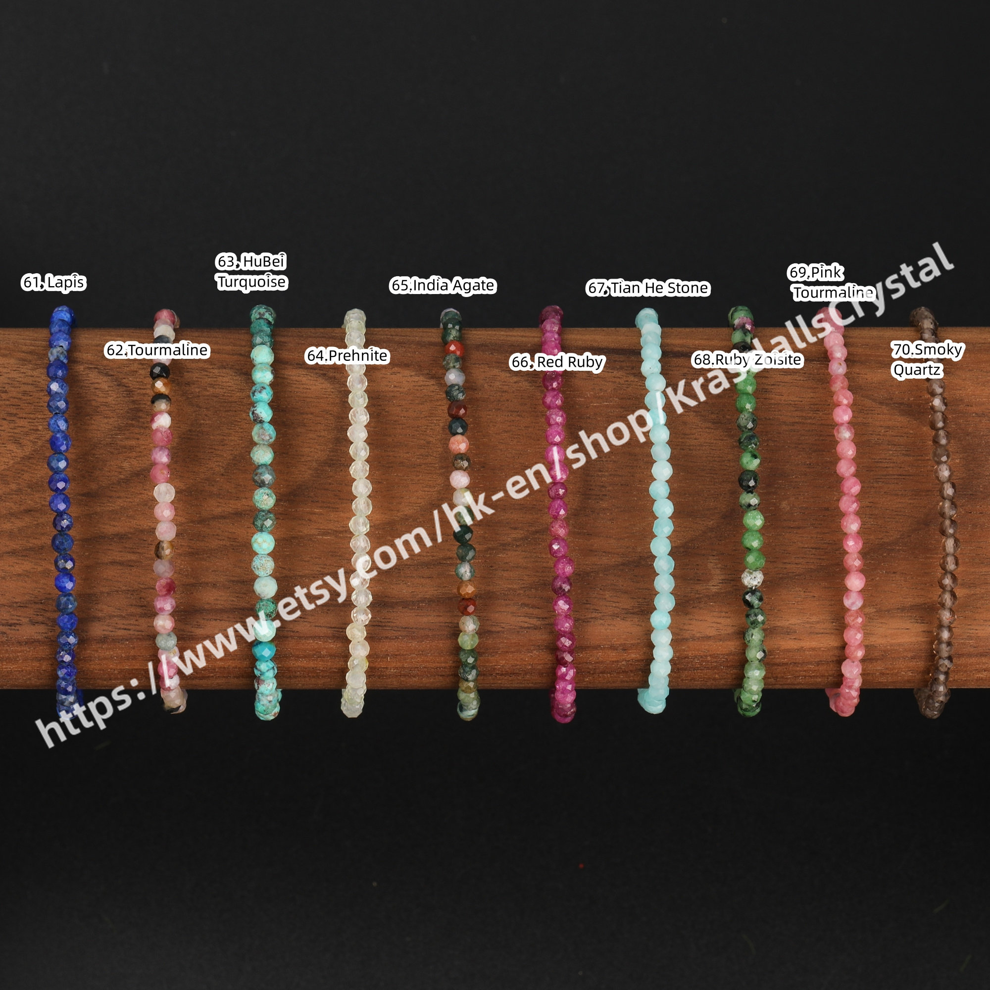 Natural Crystal Mini Beaded Bracelet with Faceted 3-3.5 mm Stones
