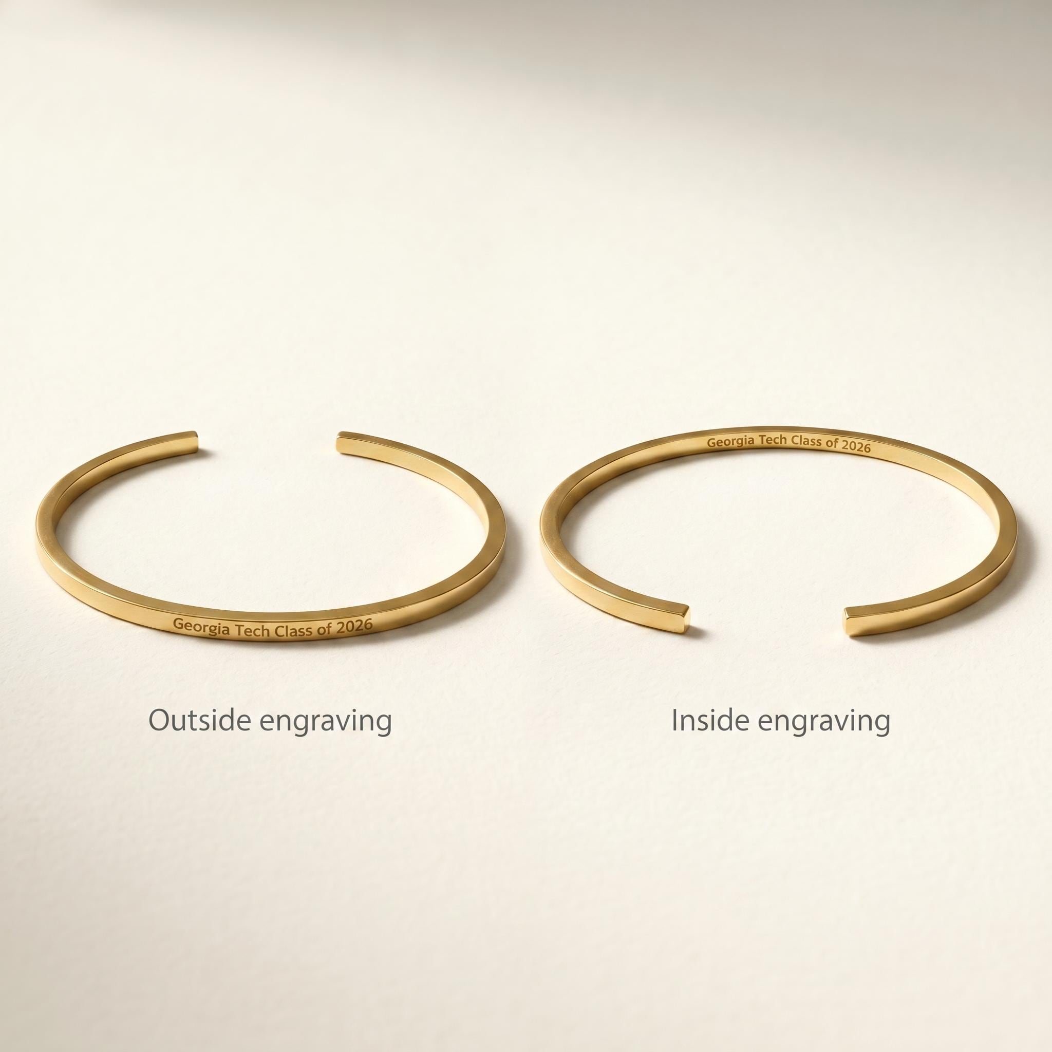 Engraved Secret Message Cuff Bracelet in Sterling Silver or 18K Gold
