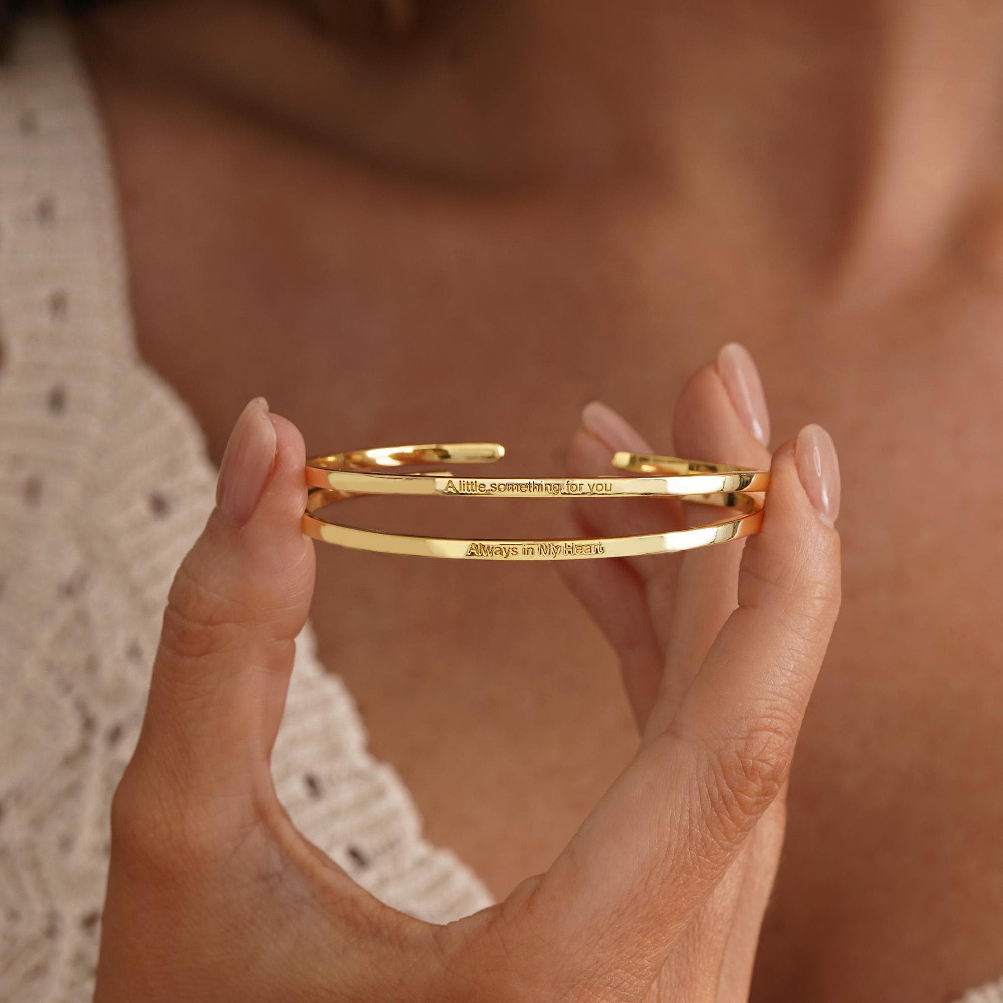 Personalized Engraved Affirmation Cuff Bracelet in Adjustable Sizes