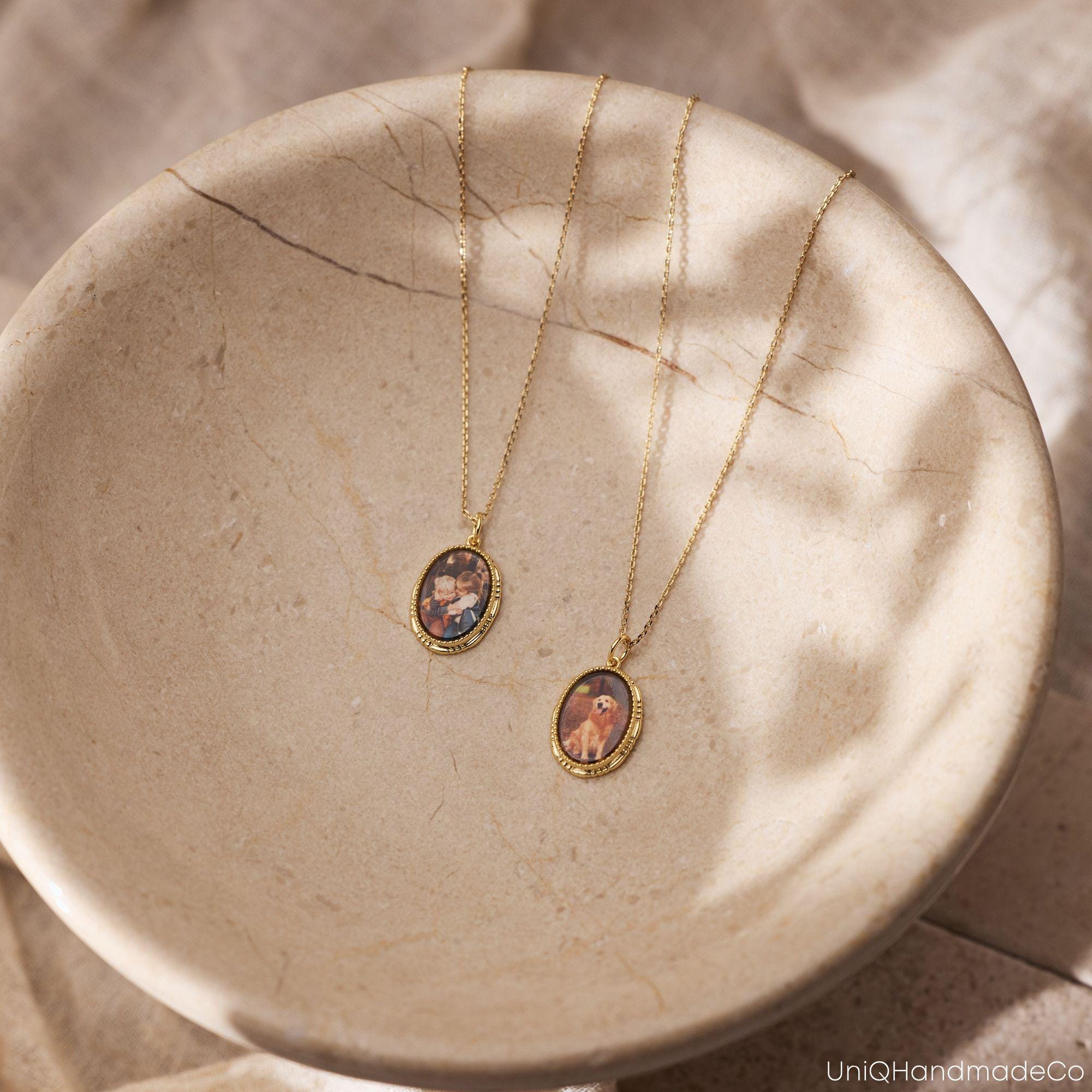 Personalized Photo Necklace in Solid Copper with Cable Chain