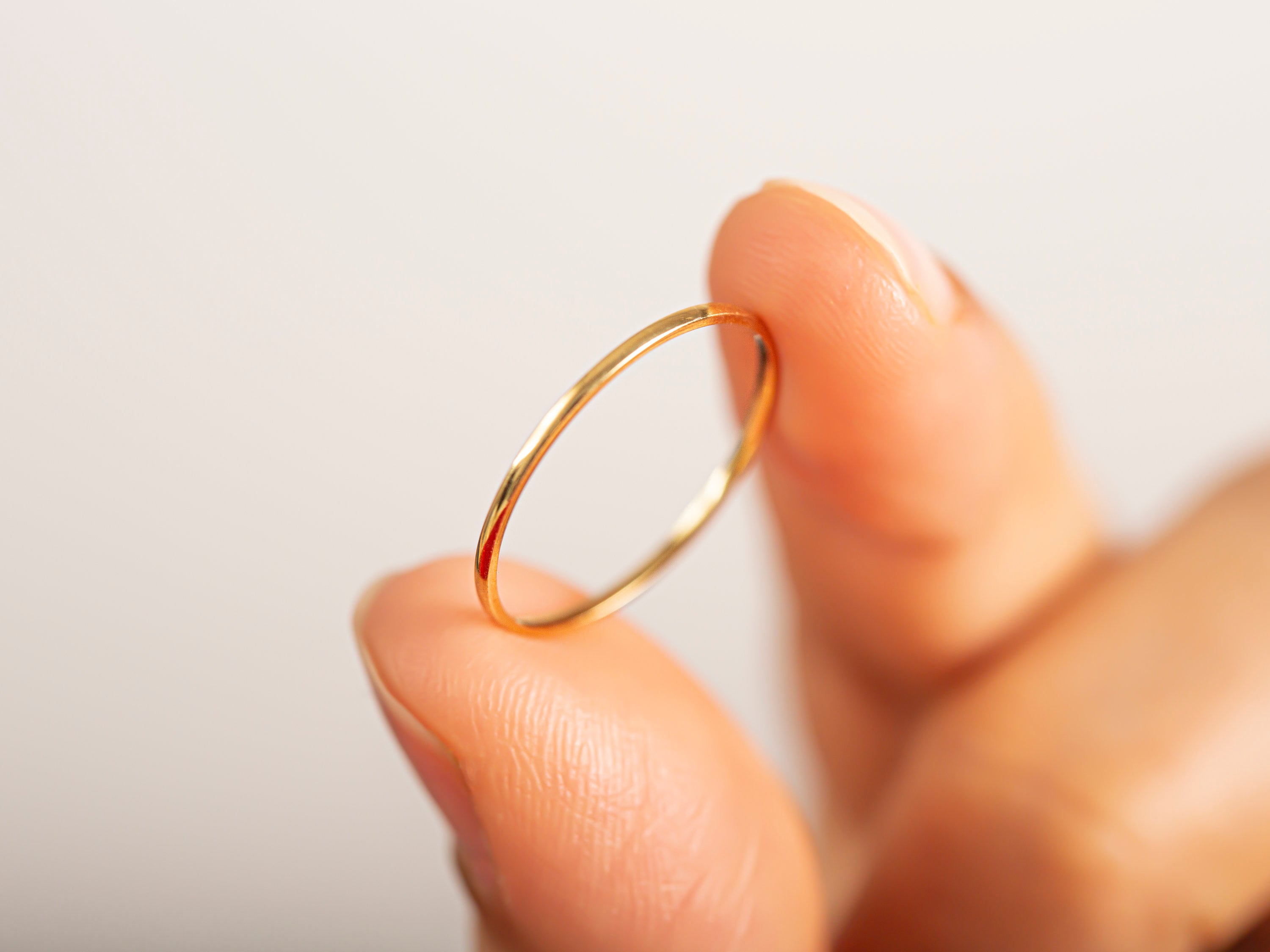 Solid Gold Thin Wedding Band, 1mm Minimalist Ring