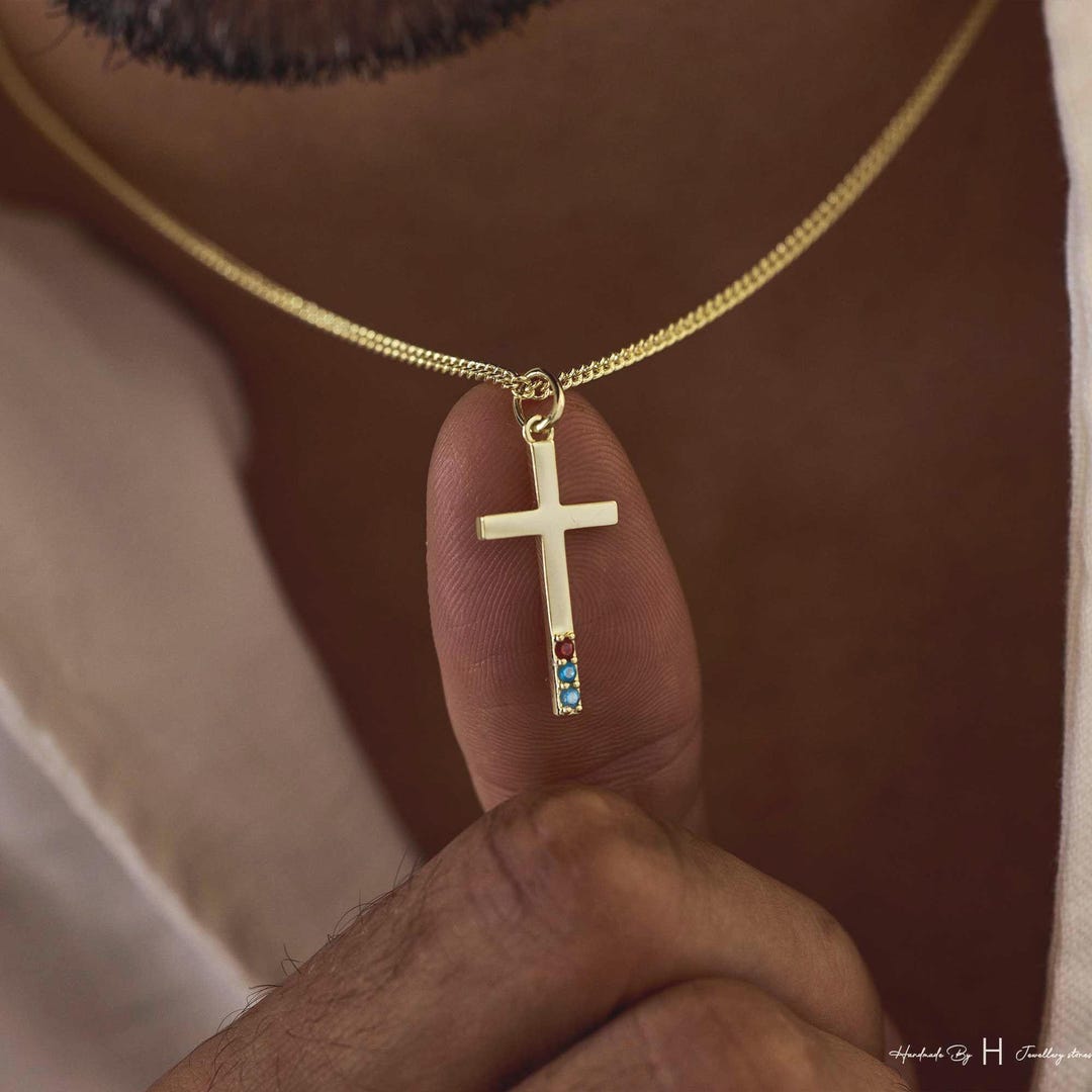 Men's Birthstone Necklace with Zircon Pendant in Pure Copper