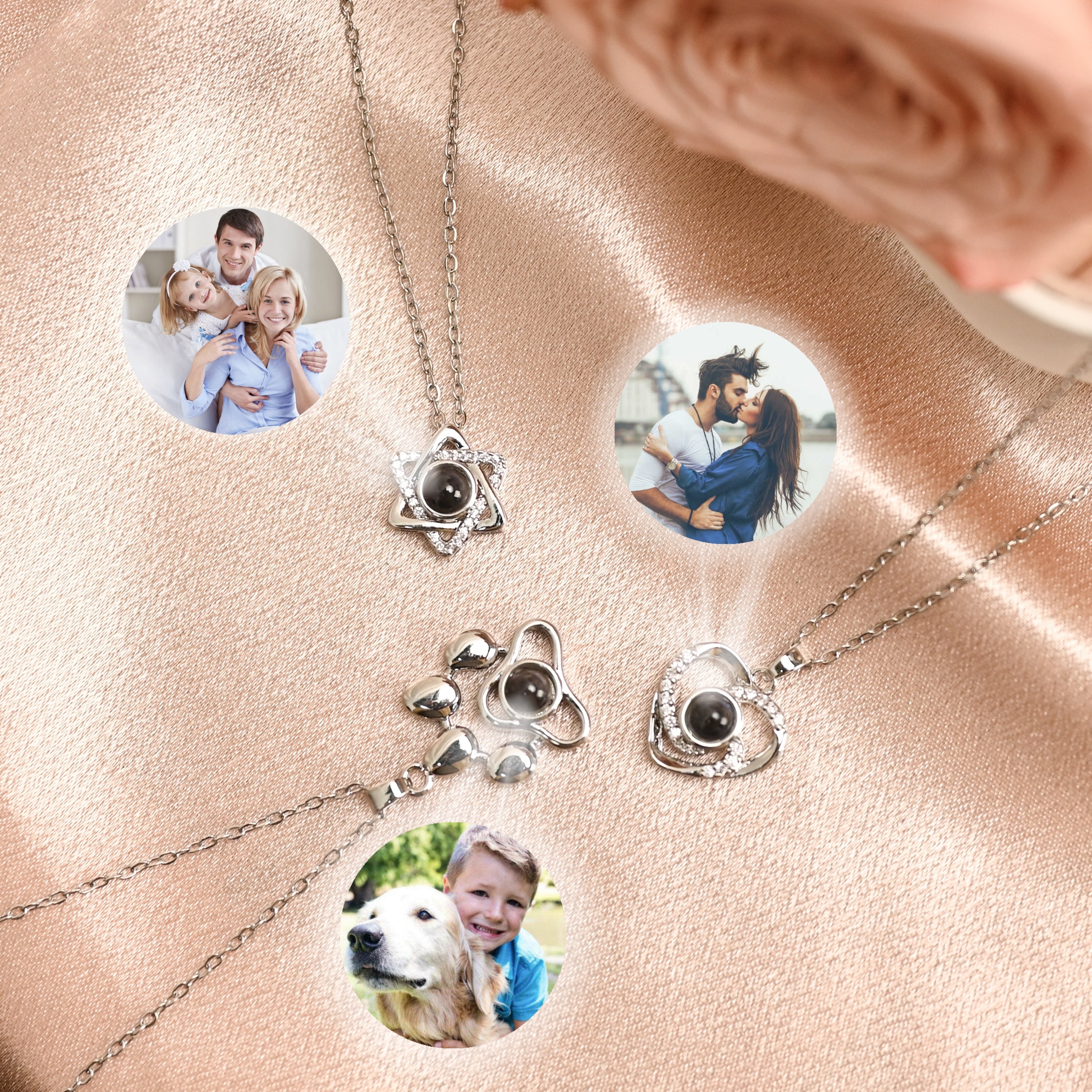 Custom Photo Projection Necklace in Solid Copper