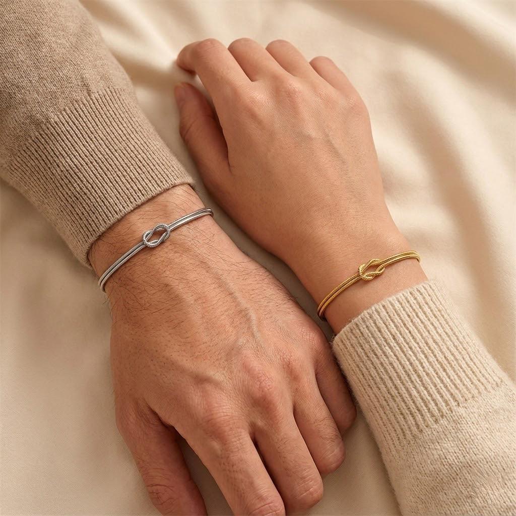 Love Knot Bracelet for Couples in Plated Stainless Steel