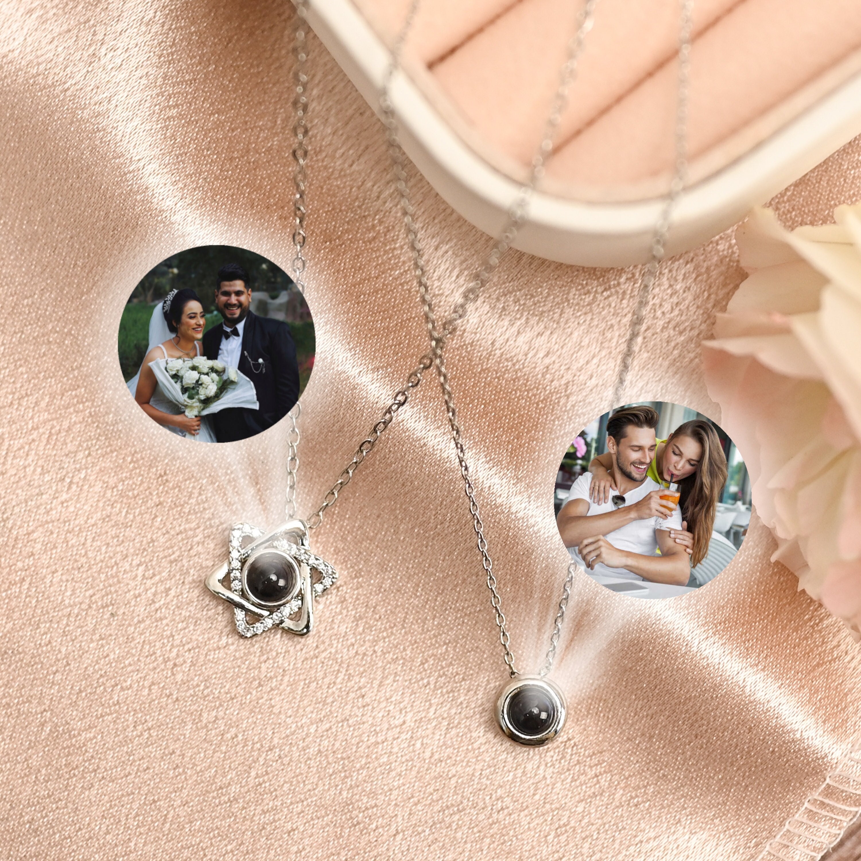 Custom Photo Projection Necklace in Solid Copper